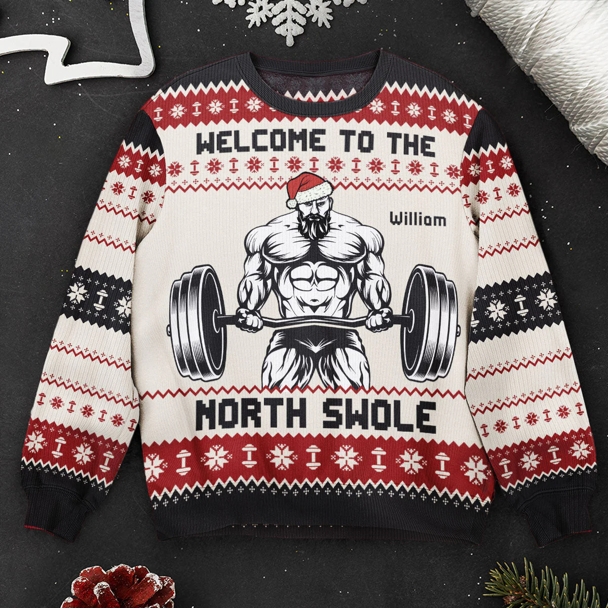 Fitness Gymer Welcome To The North Swole - Personalized Ugly Sweater - Image 3