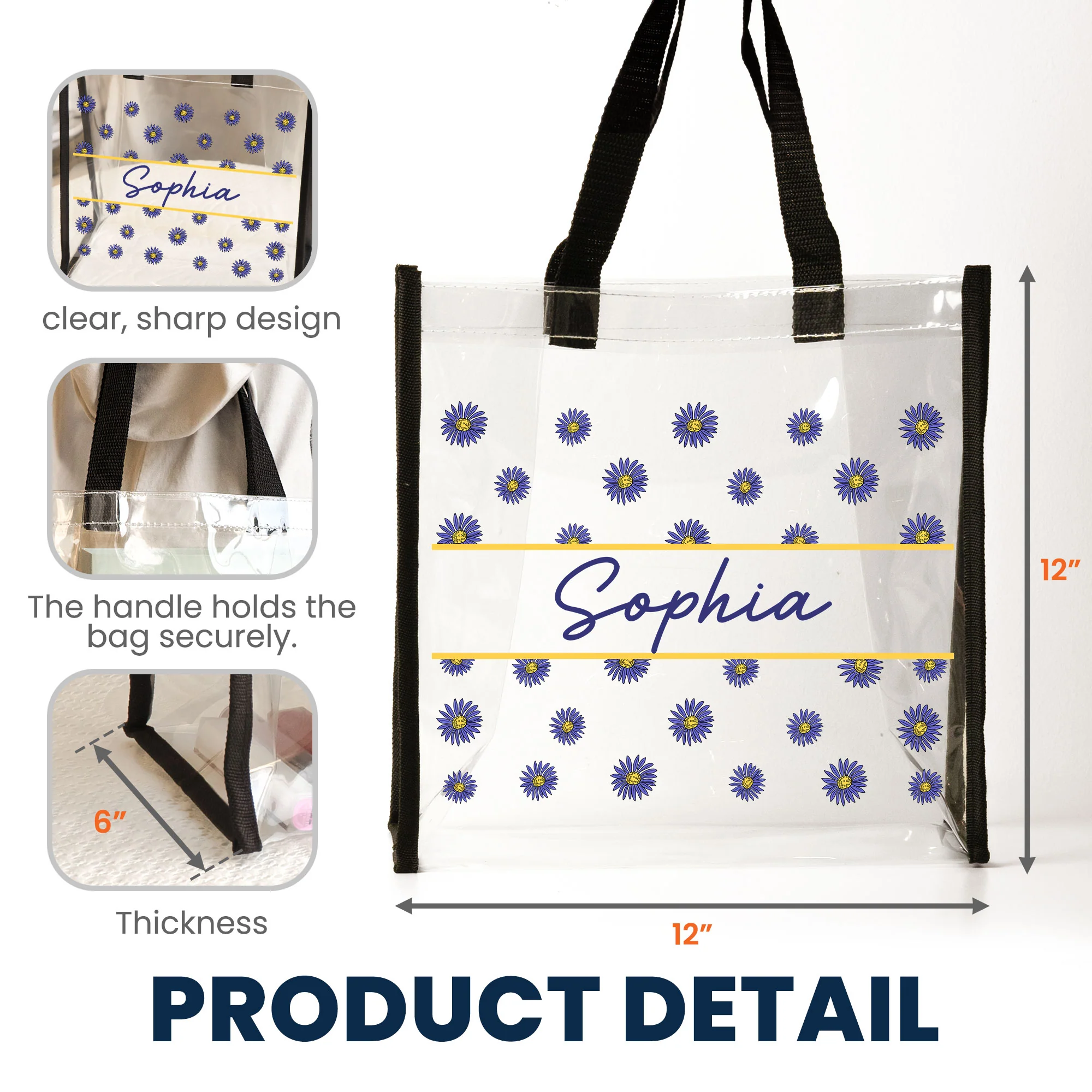 Floral Girl Custom Birth Flower - Custom Clear Tote Bag - Image 6