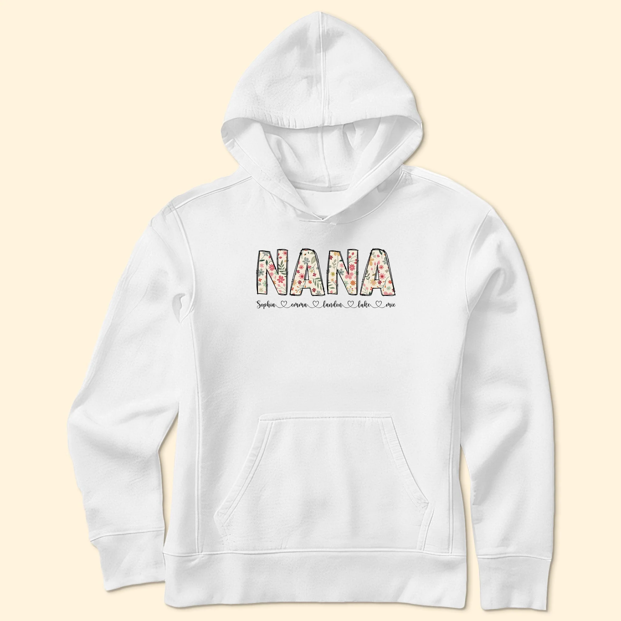 Floral Nana Custom Kids' Names - Personalized Shirt - Image 4