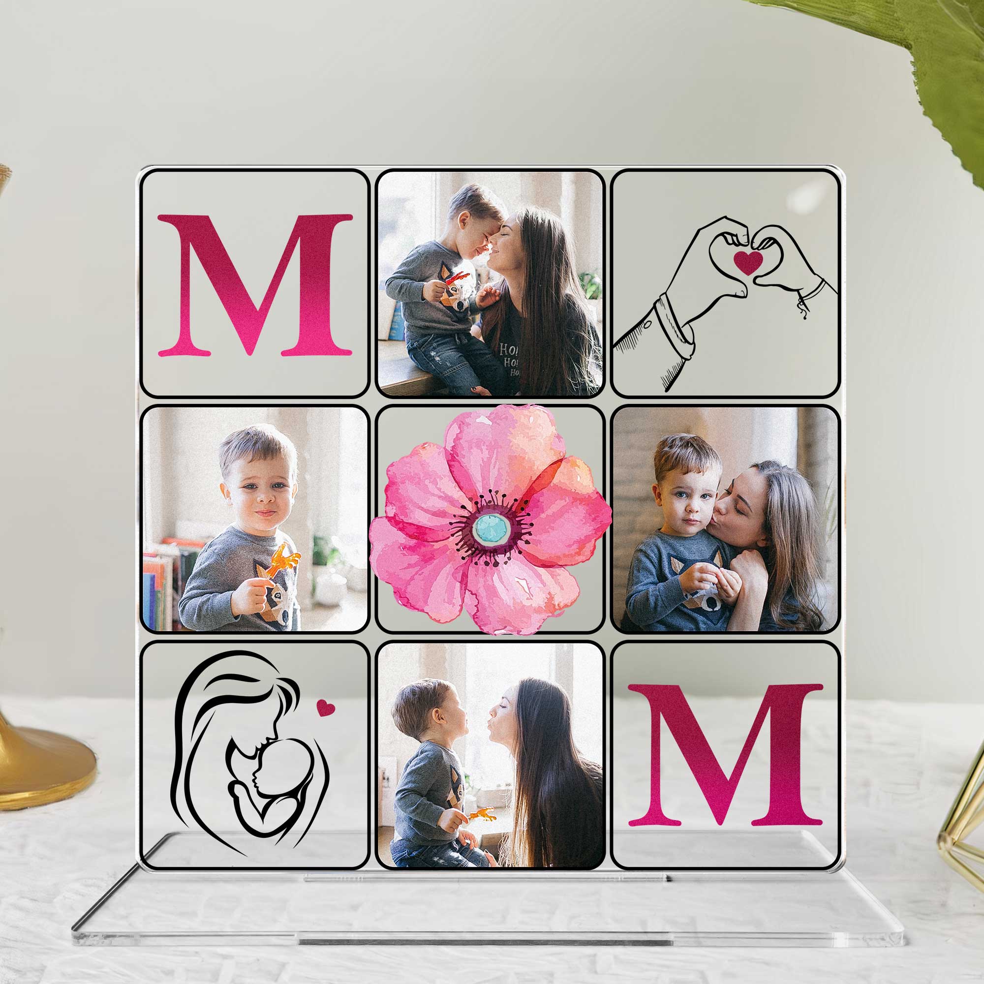 Flower And Mom - Personalized Acrylic Photo Plaque - Image 4