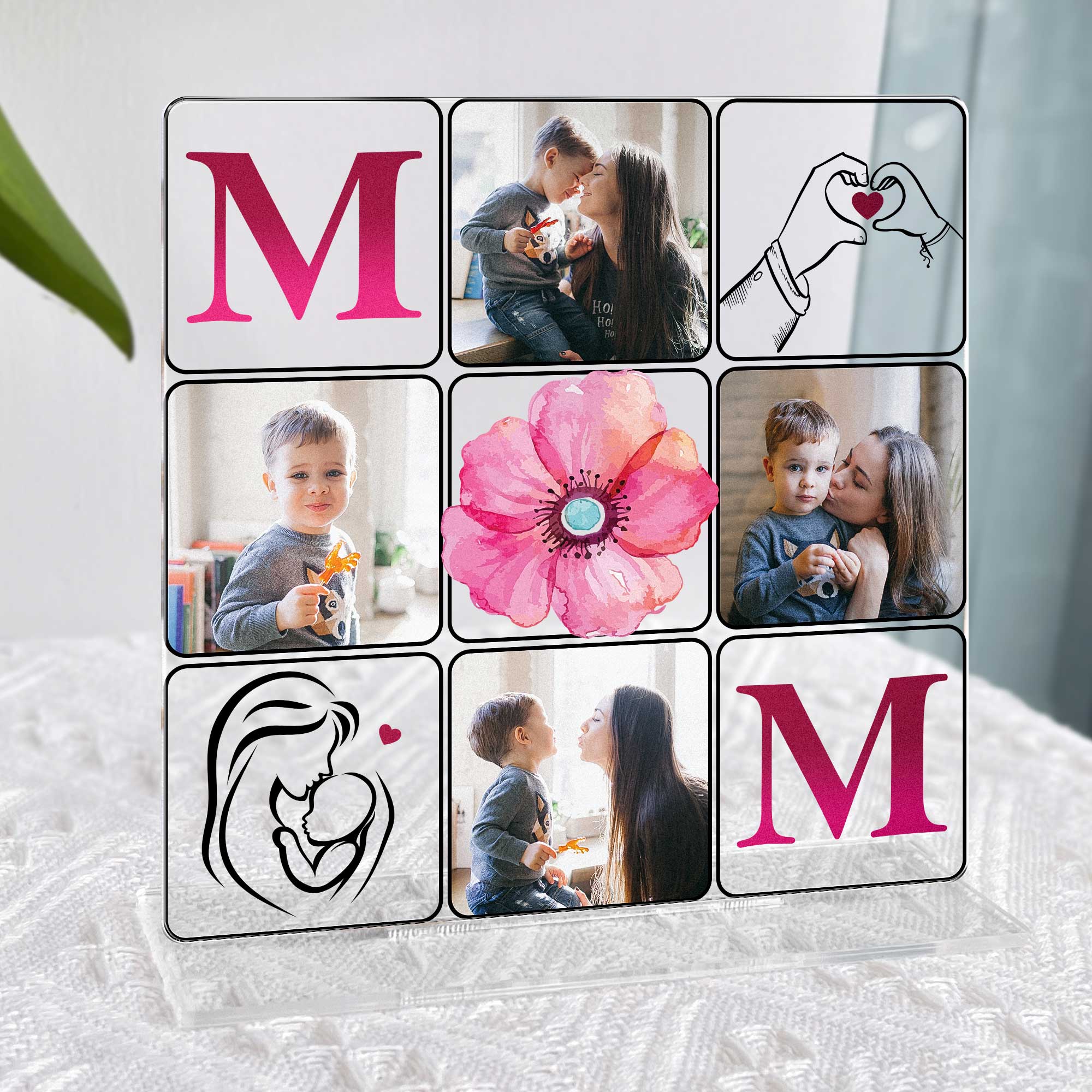 Flower And Mom - Personalized Acrylic Photo Plaque - Image 5