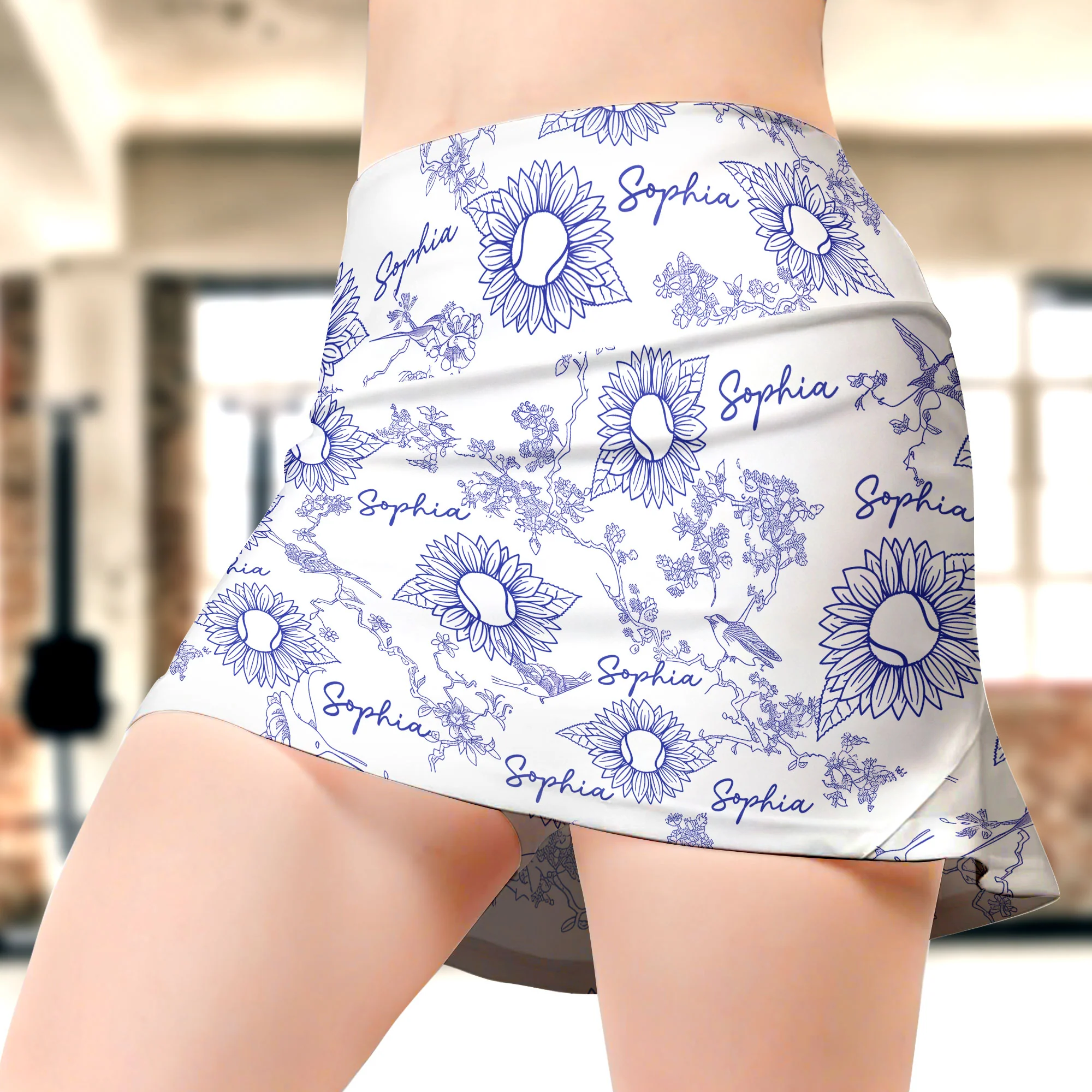 Flower Sport, Tennis, Golf.... Toile De Jouy - Custom Women's Skorts With Pockets - Image 5