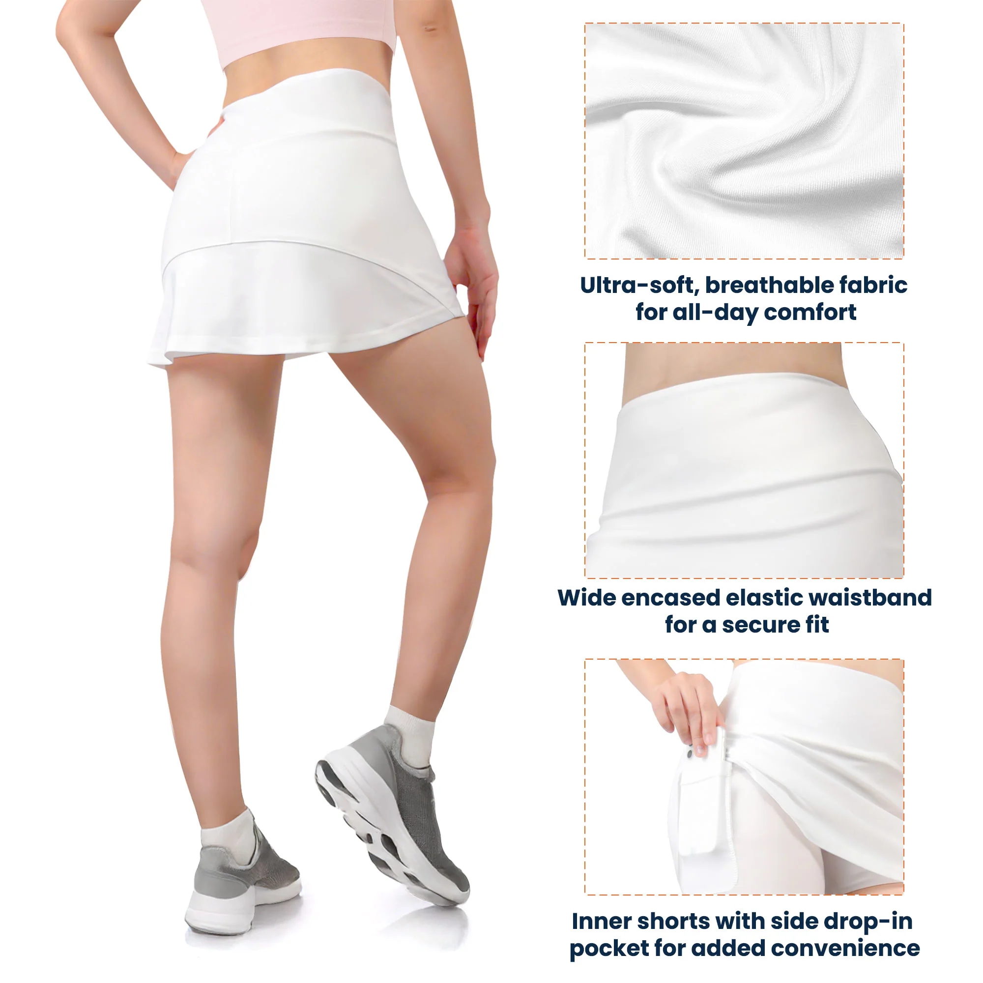 Flower Sport, Tennis, Golf.... Toile De Jouy - Custom Women's Skorts With Pockets - Image 7