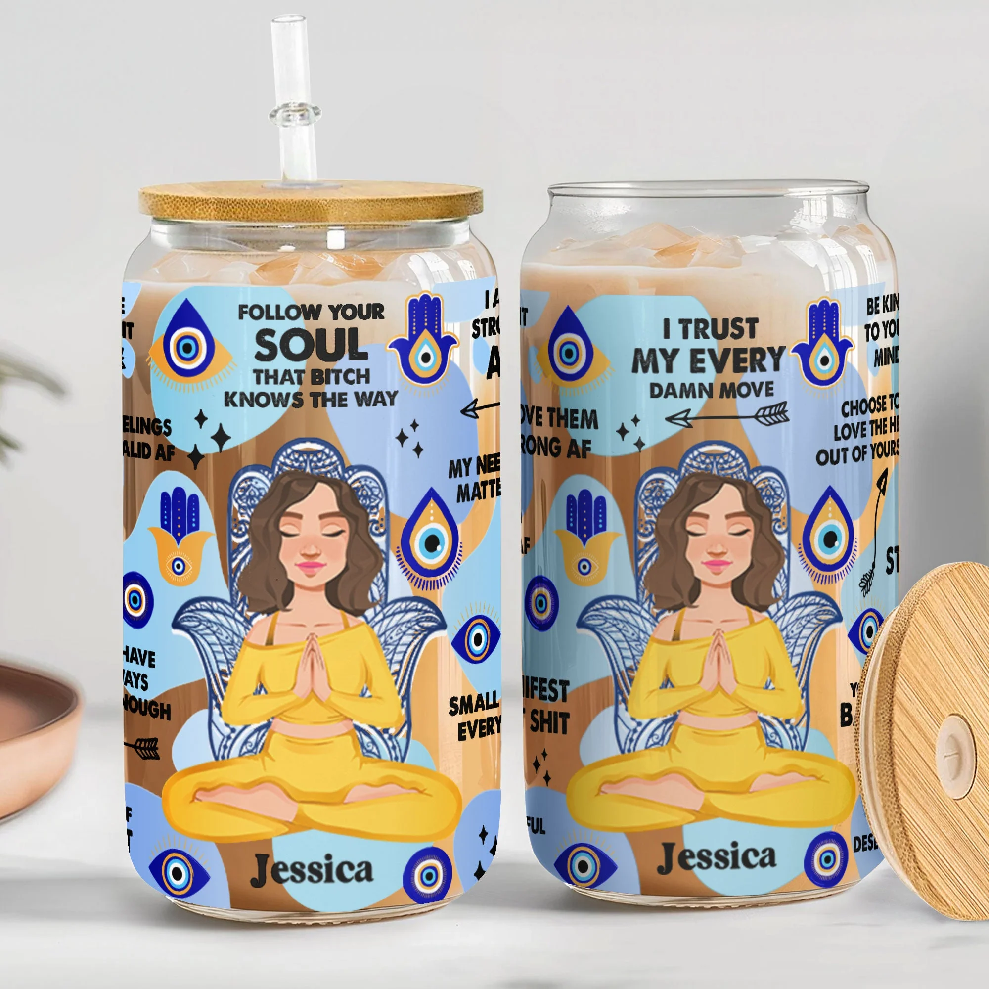 Follow Your Soul That Bitch Knows The Way - Personalized Clear Glass Cup - Image 2