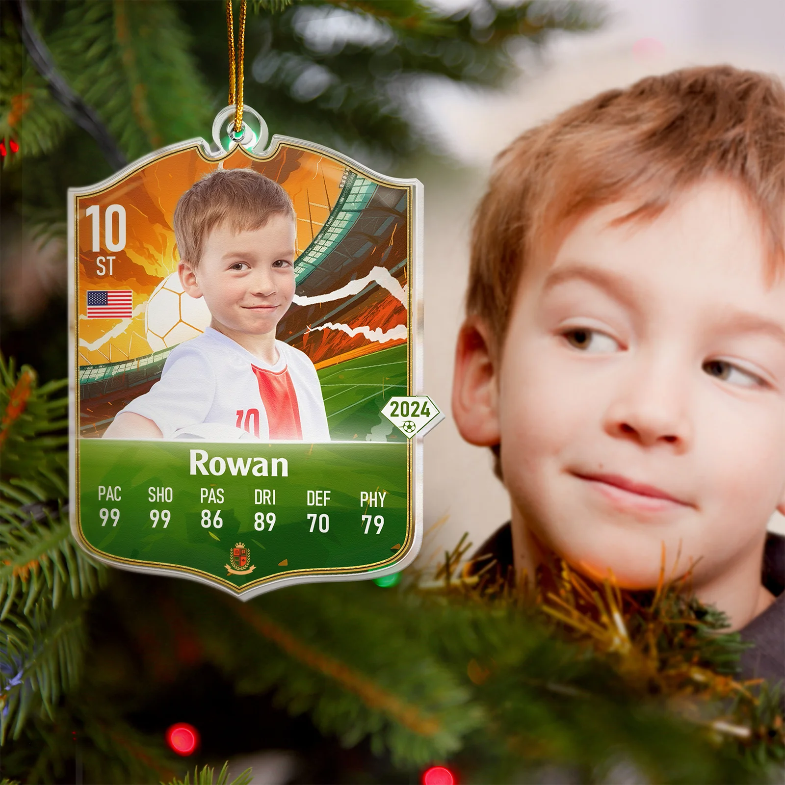 Football Card Custom Photo - Personalized Acrylic Photo Ornament - Image 4
