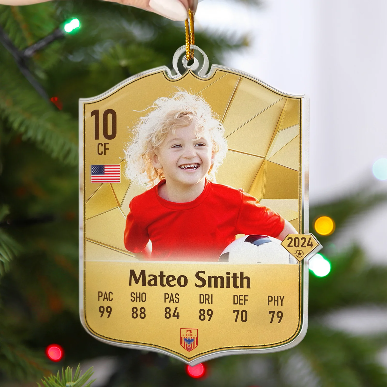 Football Card Custom Photo - Personalized Acrylic Photo Ornament - Image 7