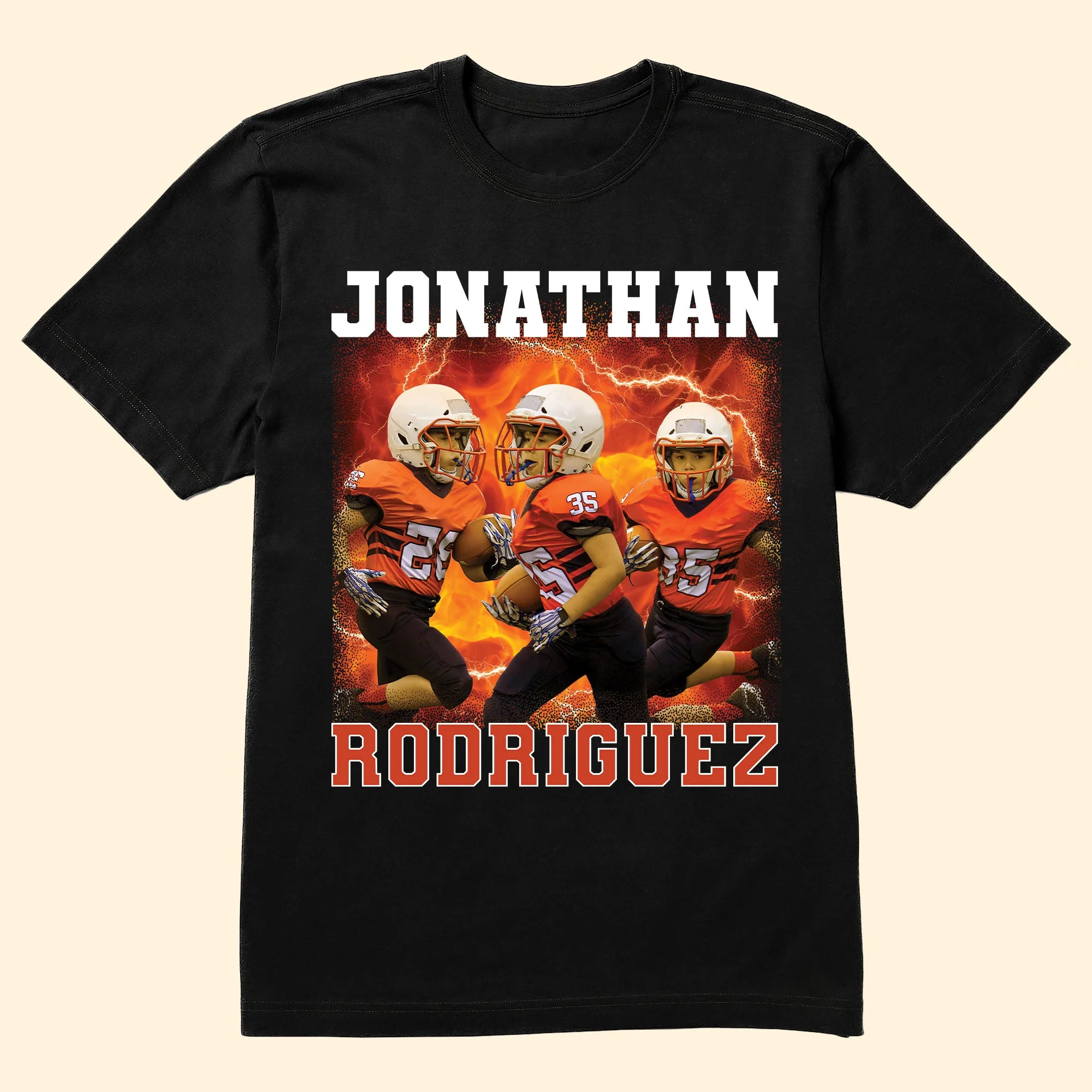 Football Player Bootleg Tee - Personalized Photo Shirt - Image 2