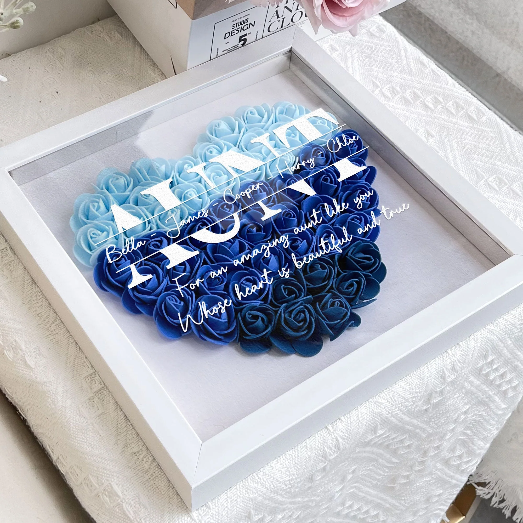 For An Amazing Aunt Like You - Personalized Flower Shadow Box - Image 6