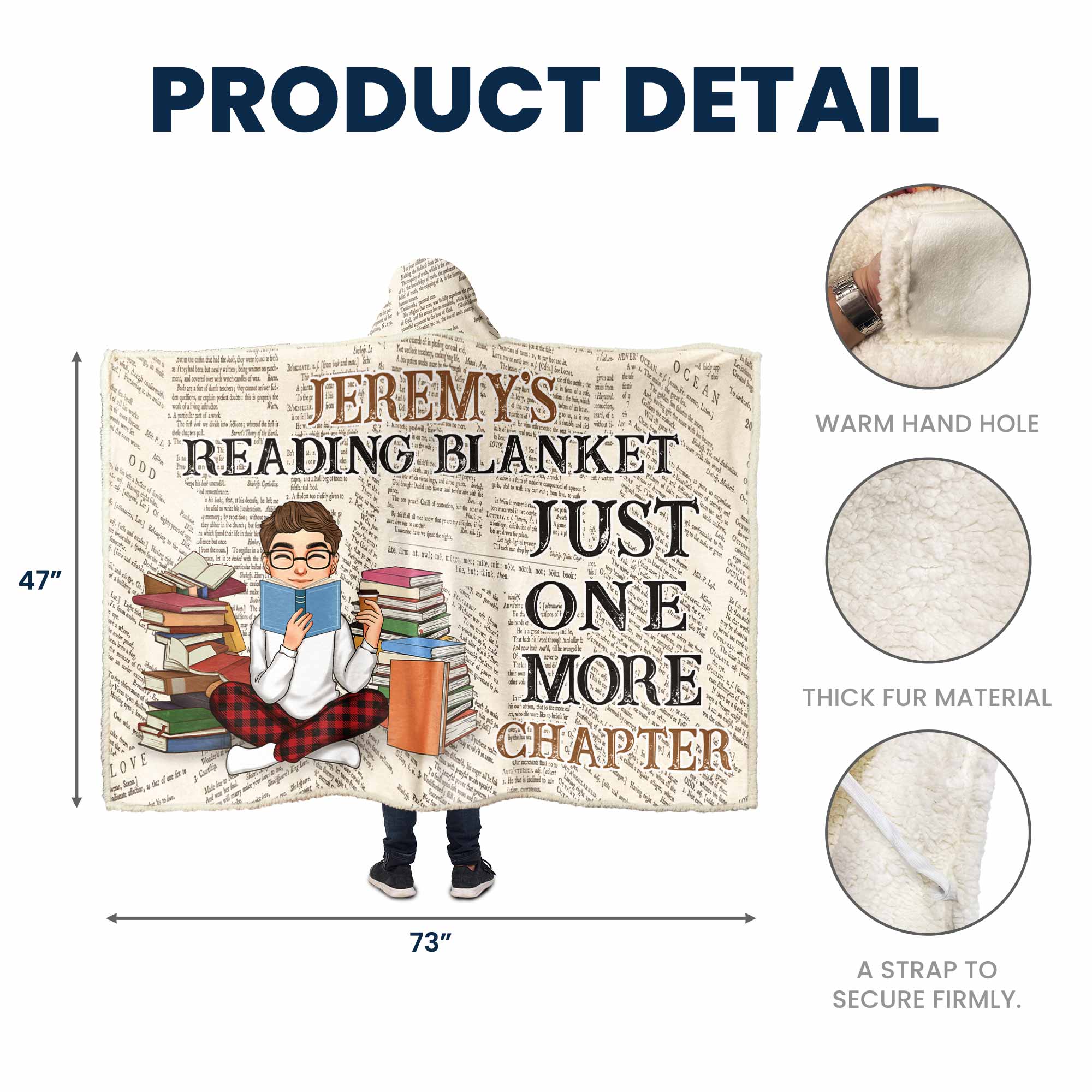 For Him - My Reading Blanket - Personalized Wearable Blanket Hoodie - Image 4