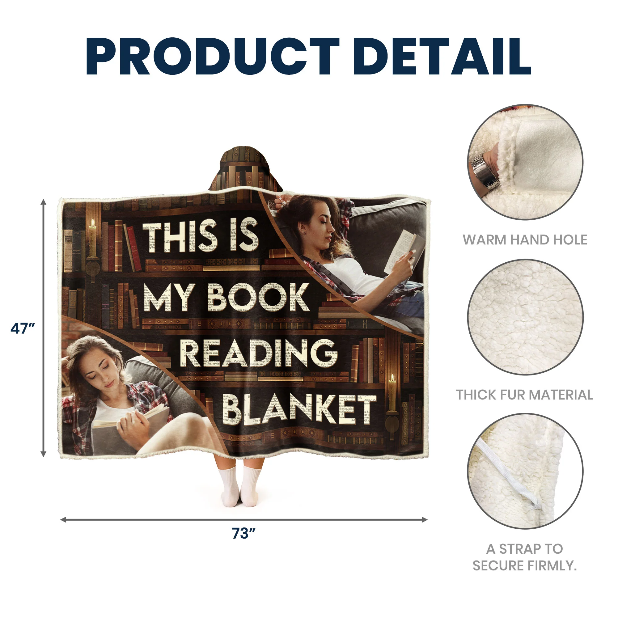 For Me Gift My Book Reading Blanket - Personalized Photo Wearable Blanket Hoodie - Image 7