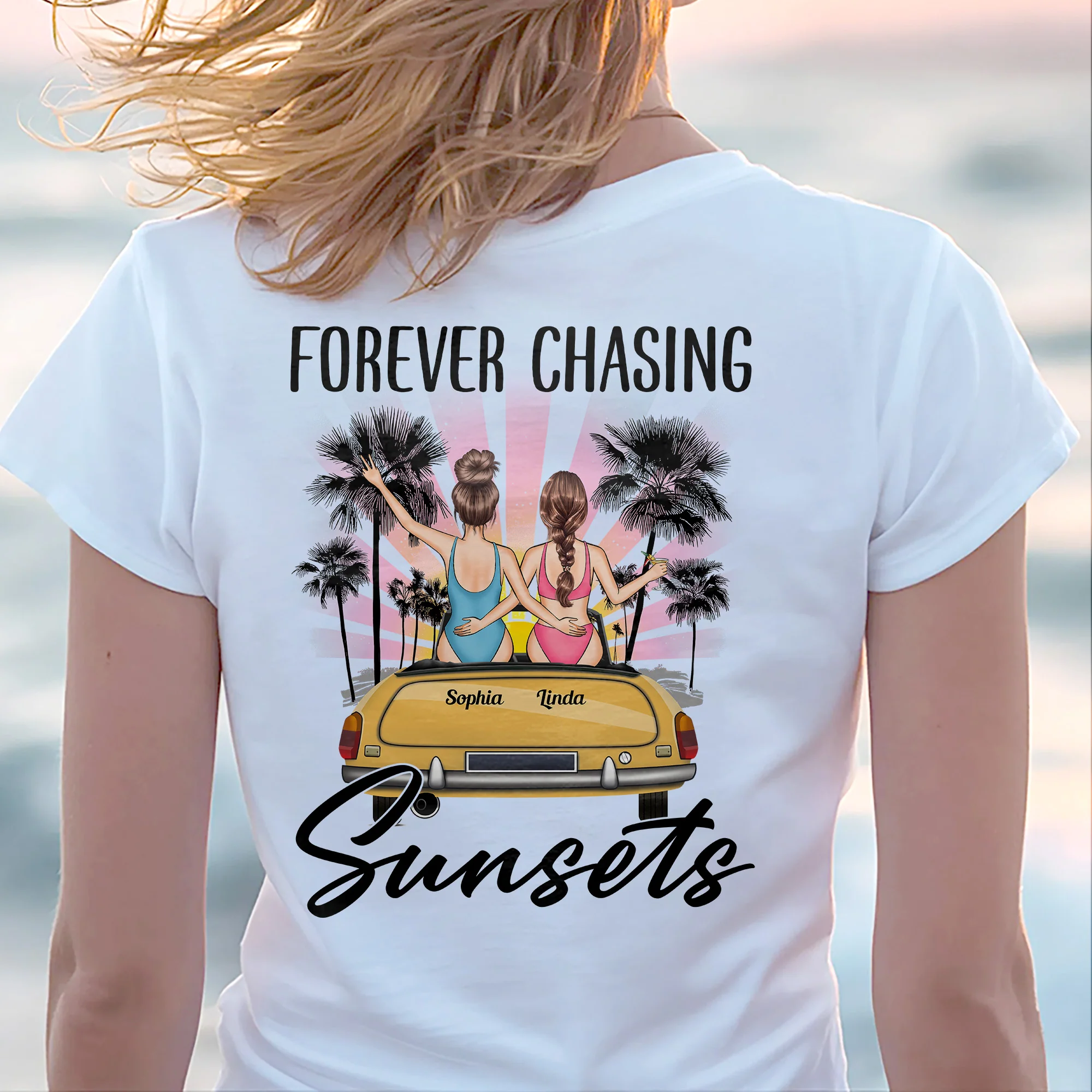 Forever Chasing Sunsets Beach Lovers - Personalized Shirt - Image 2