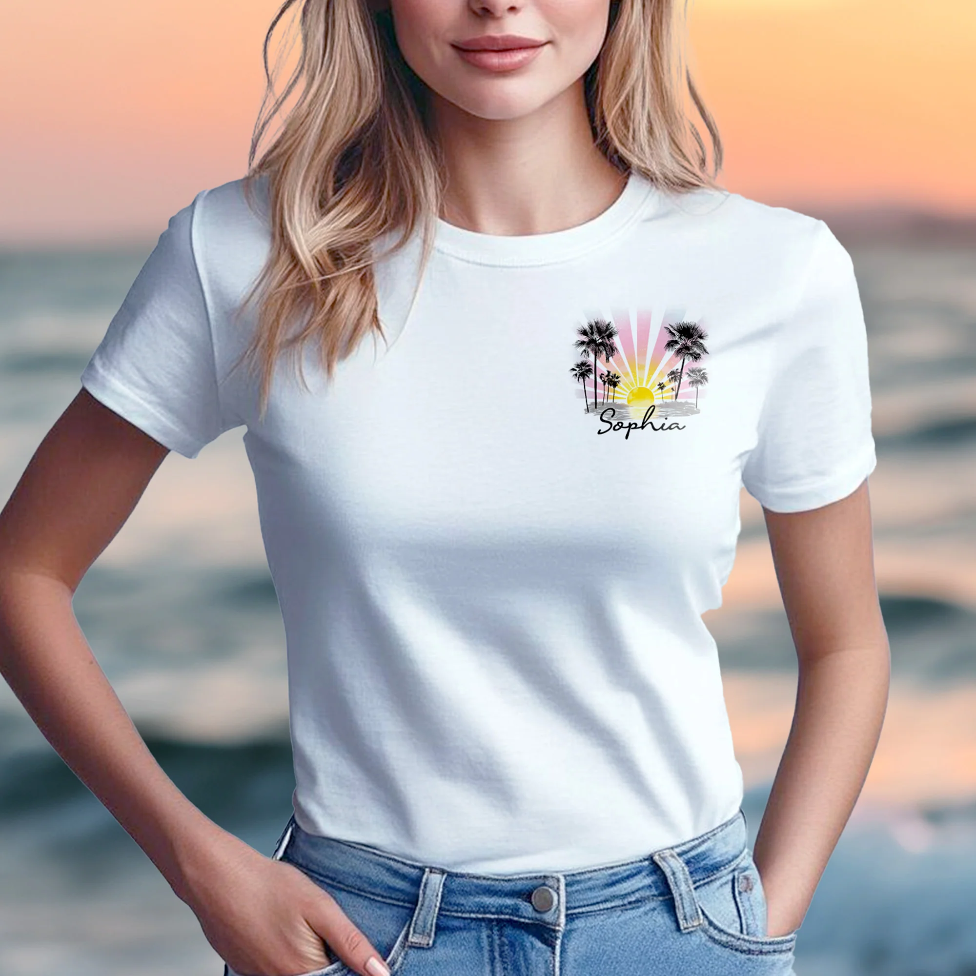 Forever Chasing Sunsets Beach Lovers - Personalized Shirt - Image 3