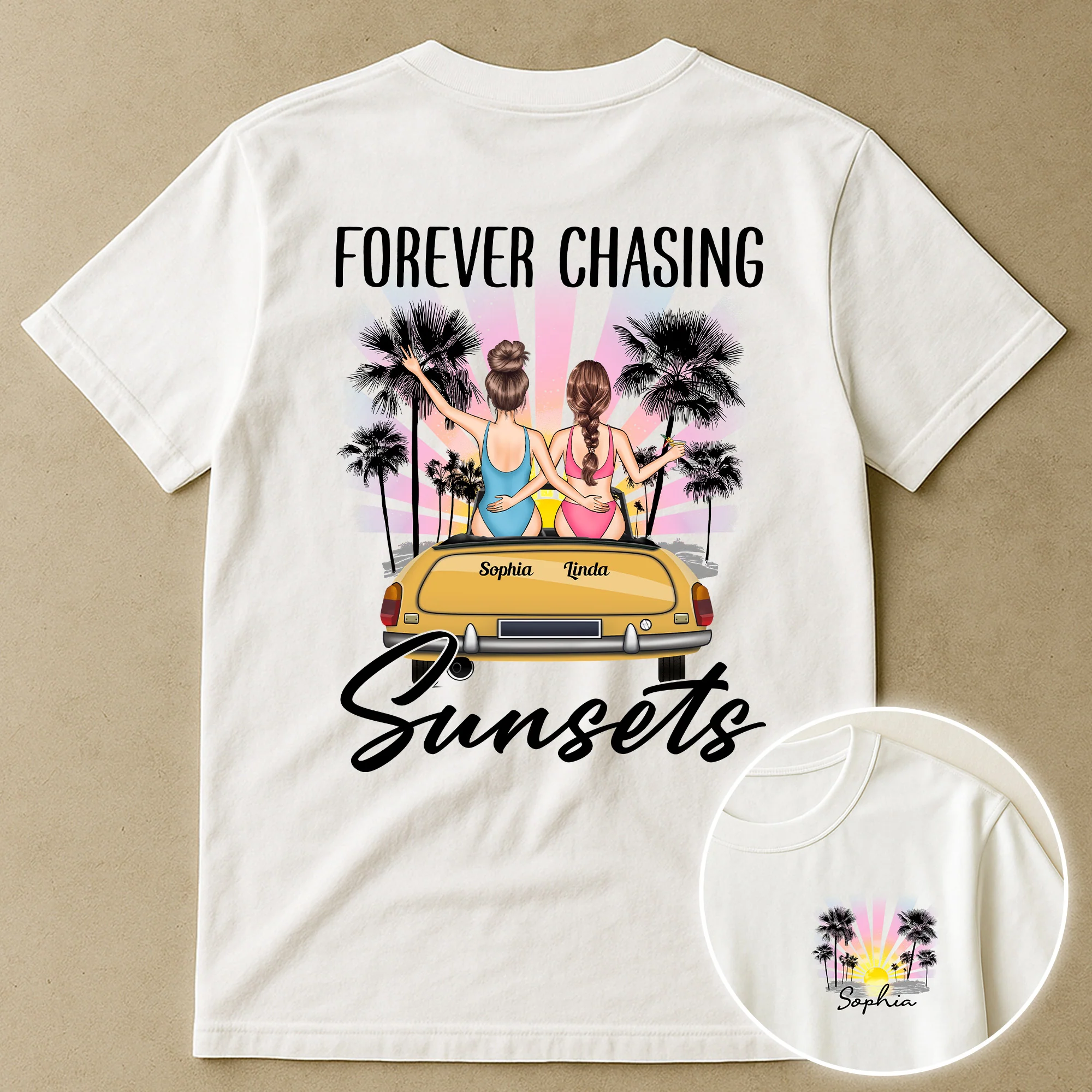 Forever Chasing Sunsets Beach Lovers - Personalized Shirt - Image 4