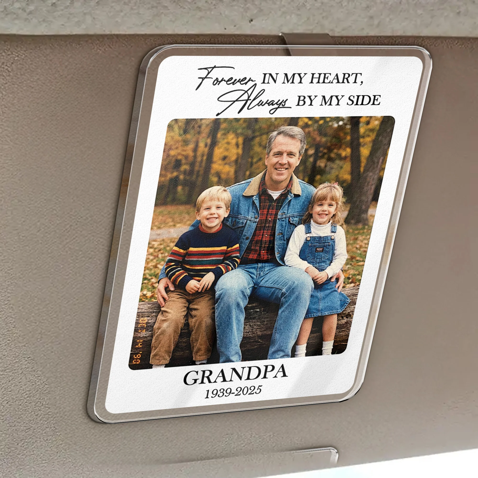 Forever In My Heart Always By My Side - Personalized Acrylic Photo Visor Clip - Image 4