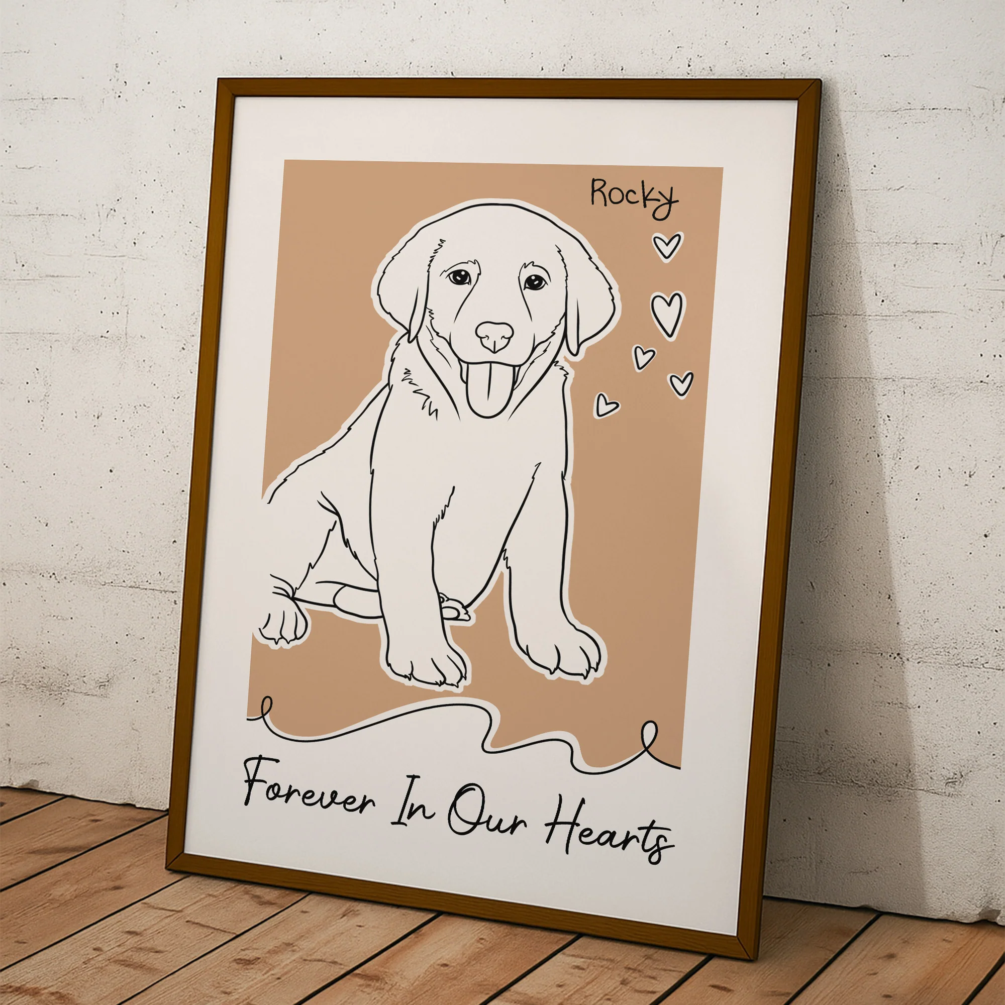 Forever In My Heart Dog Loss Custom Line Portrait - Personalized Photo Poster - Image 2