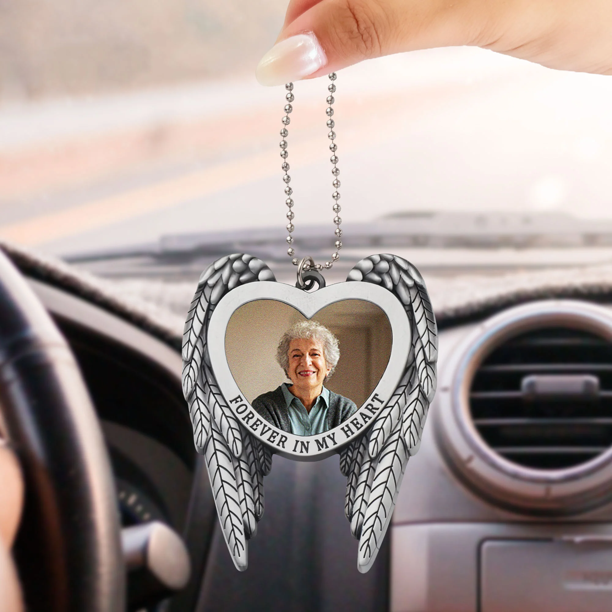 Forever In My Heart -  Personalized Angel Wings Car Hanging Ornament - Image 5