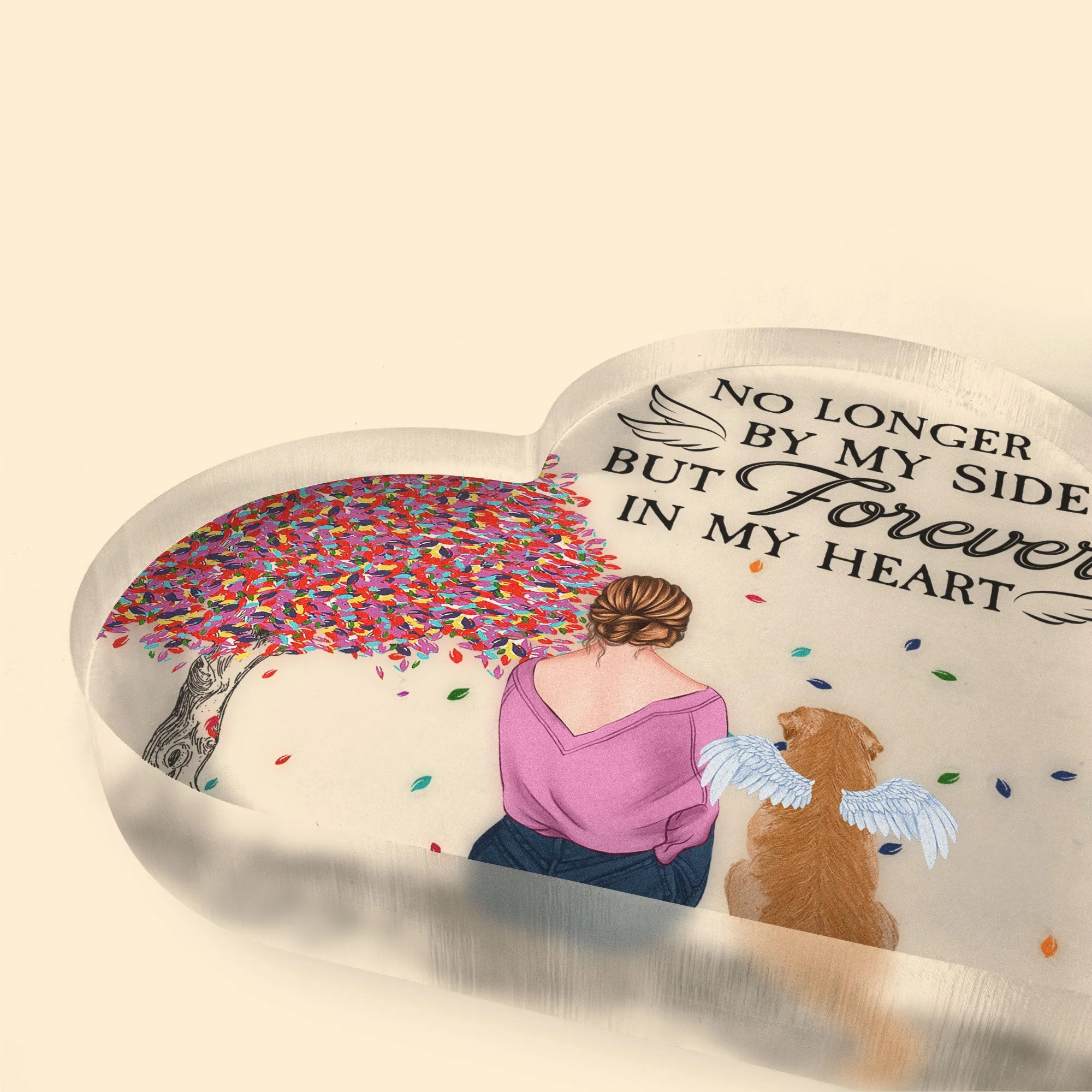 Forever In My Heart - Personalized Heart-Shaped Acrylic Plaque - Grief Gift For Dog Owner, Dog Loss, Dog Lover - Image 3