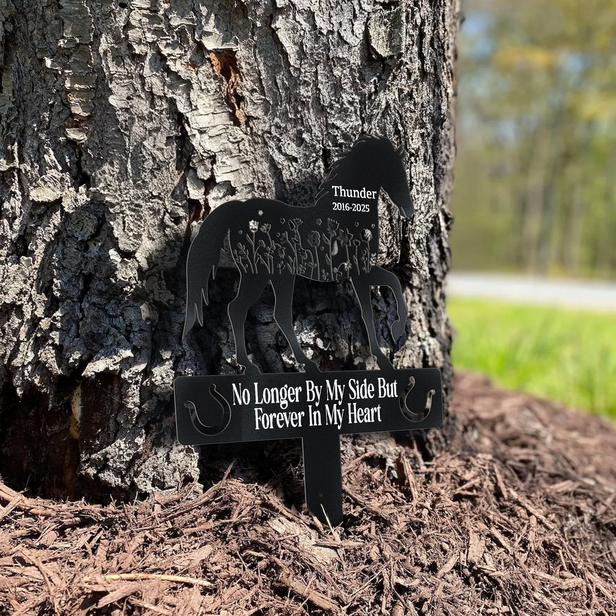 Forever In Our Hearts Horse Name Keepsake Memorial Stake - Personalized Garden Stake - Image 4