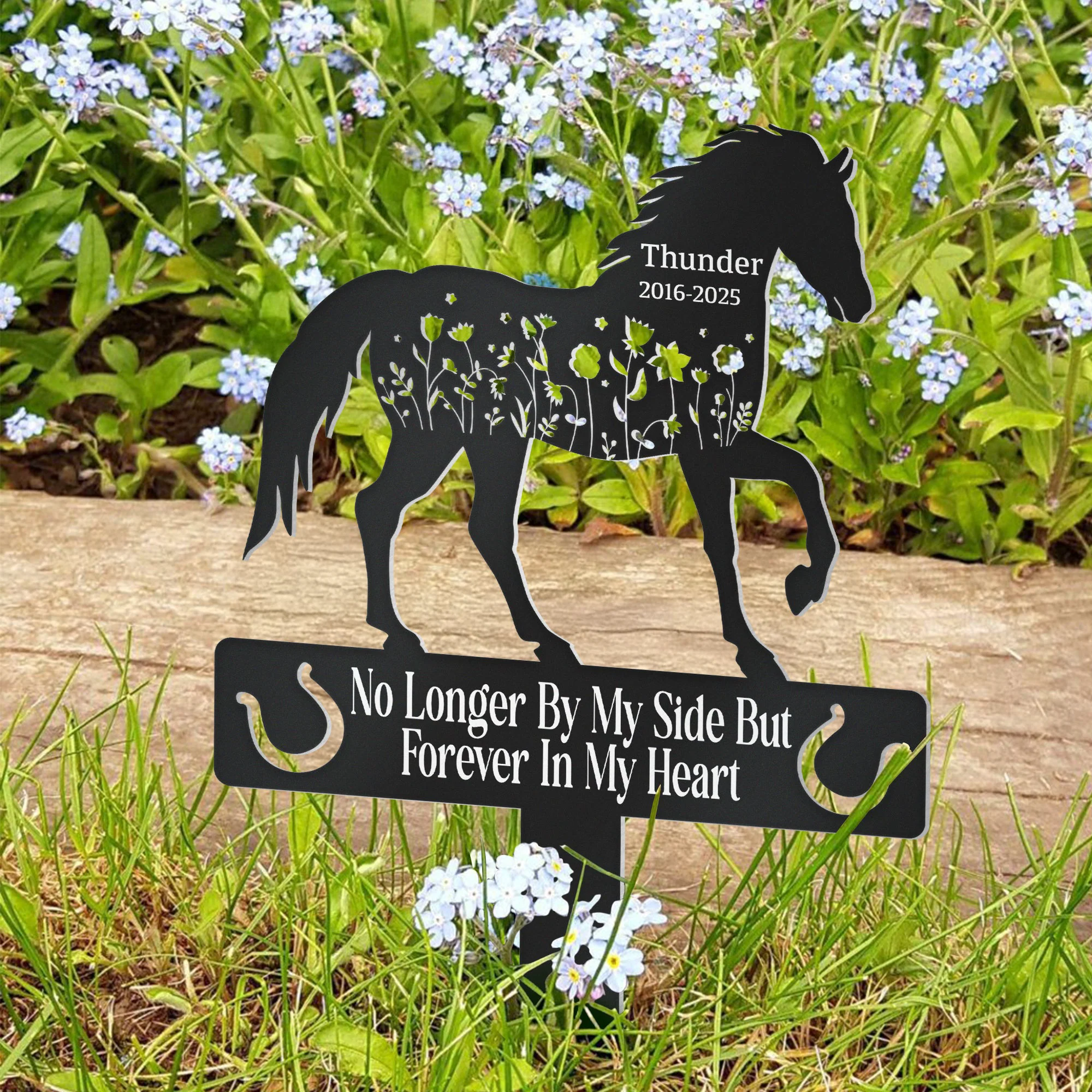 Forever In Our Hearts Horse Name Keepsake Memorial Stake - Personalized Garden Stake - Image 5