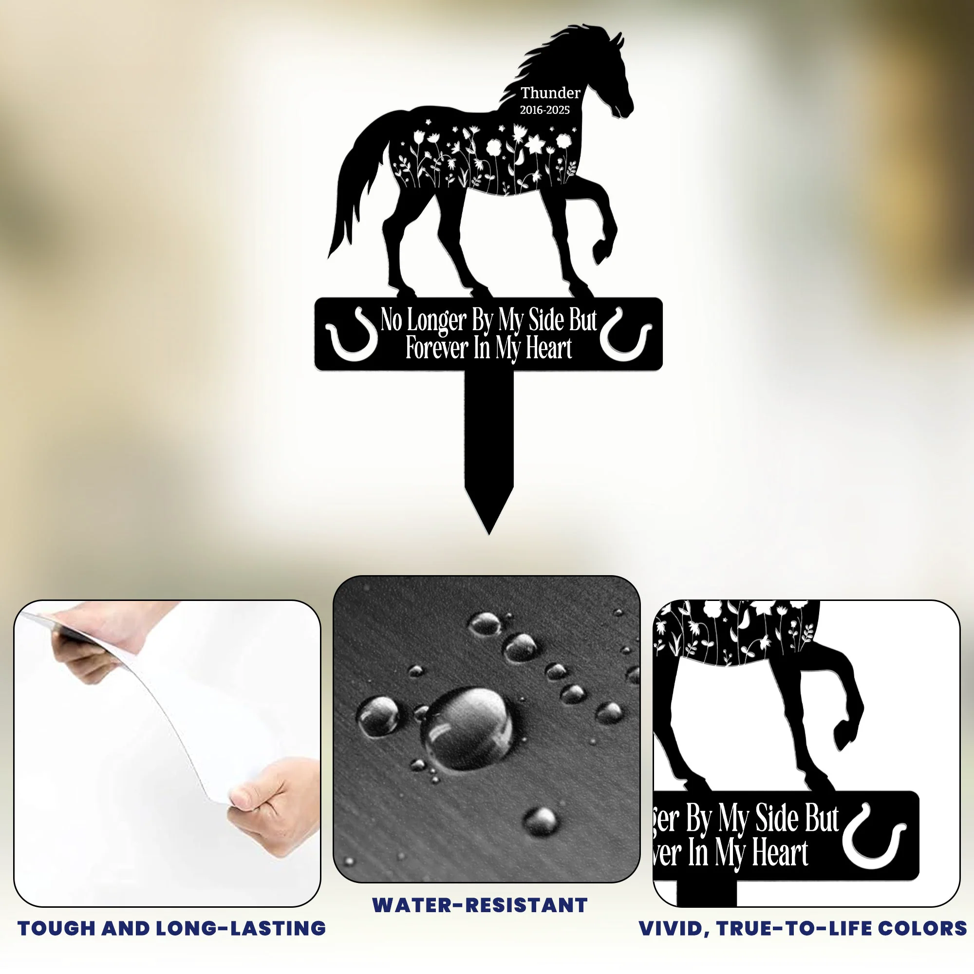 Forever In Our Hearts Horse Name Keepsake Memorial Stake - Personalized Garden Stake - Image 6
