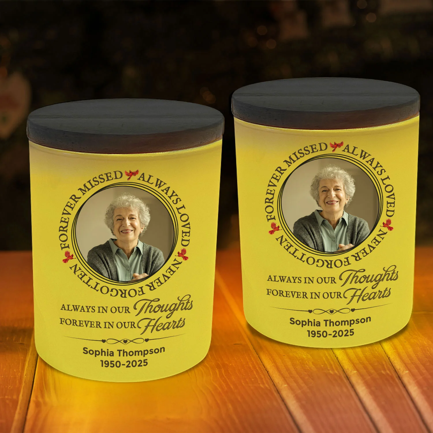 Forever In Our Hearts Memorial Gift - Personalized Photo LED Tea Light Holder - Image 2