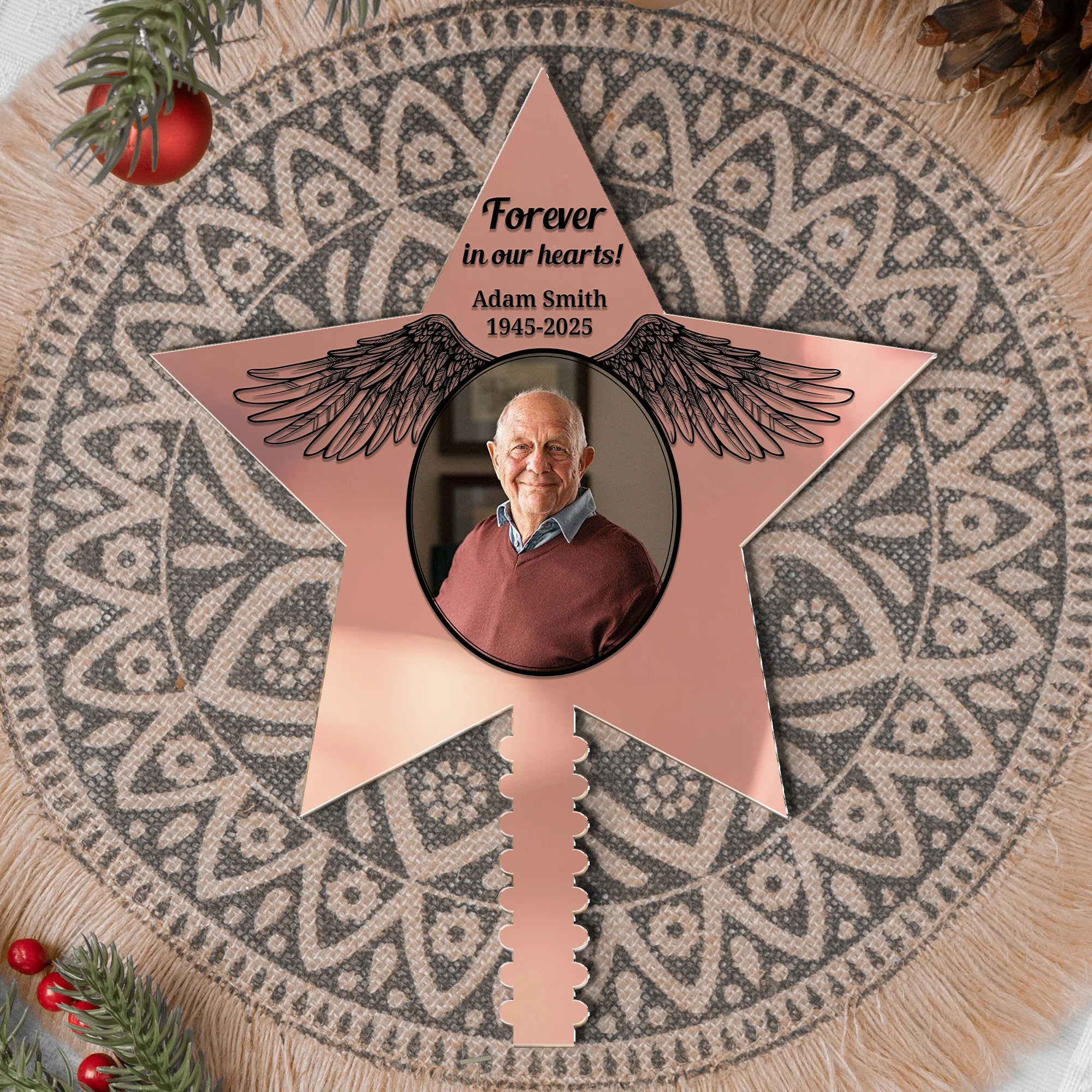 Forever In Our Hearts - Personalized Photo Christmas Tree Topper - Image 5