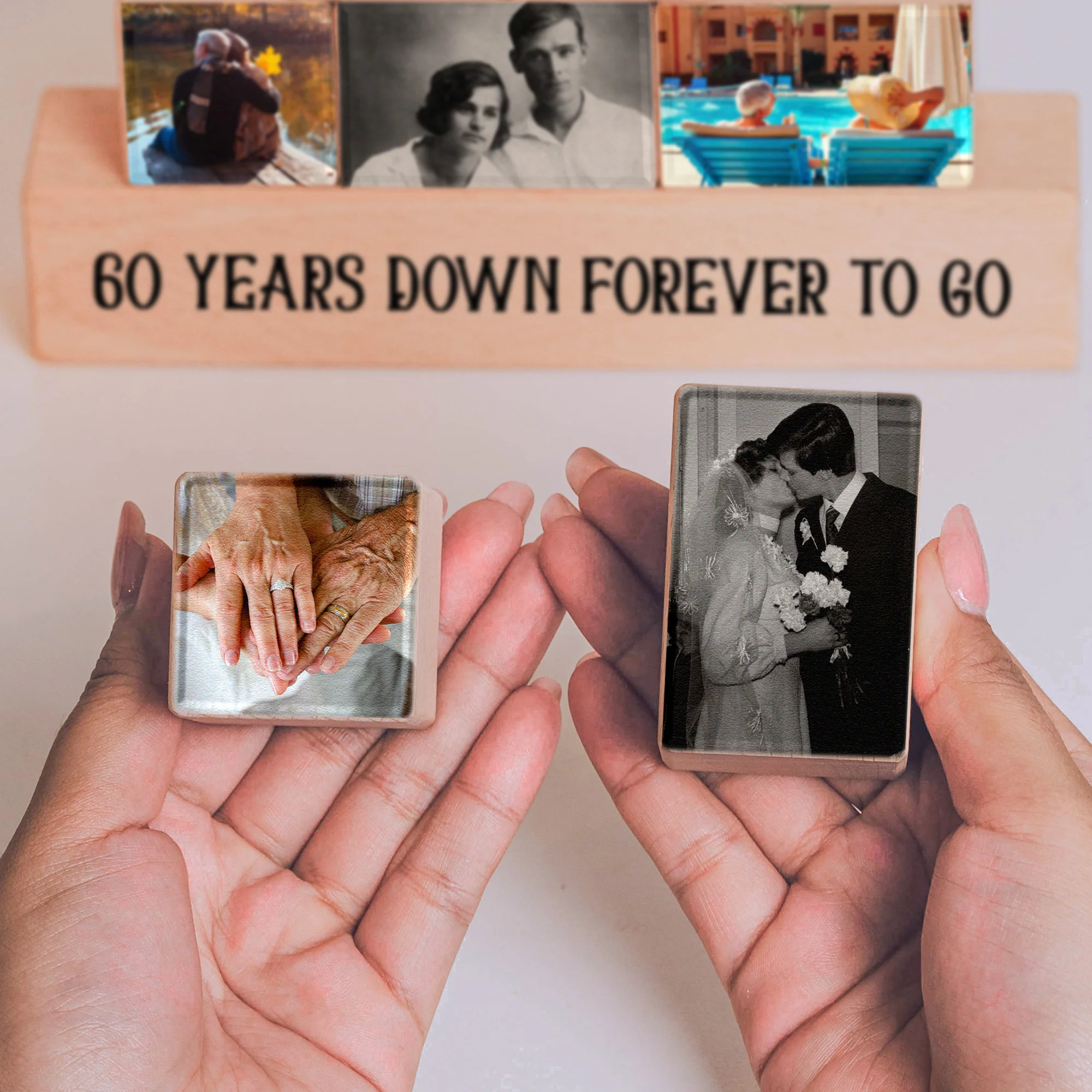 Forever Love Anniversary Gifts - Personalized Wooden Stacking Photo Blocks - Image 5
