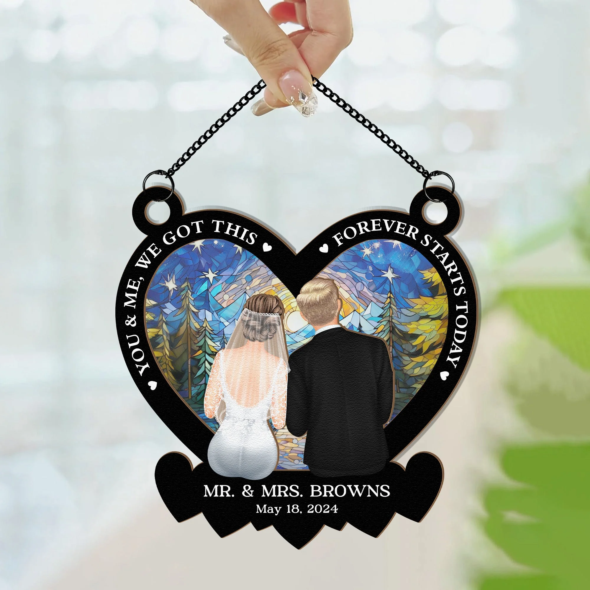 Forever Starts Today - Personalized Window Hanging Suncatcher Ornament - Image 3