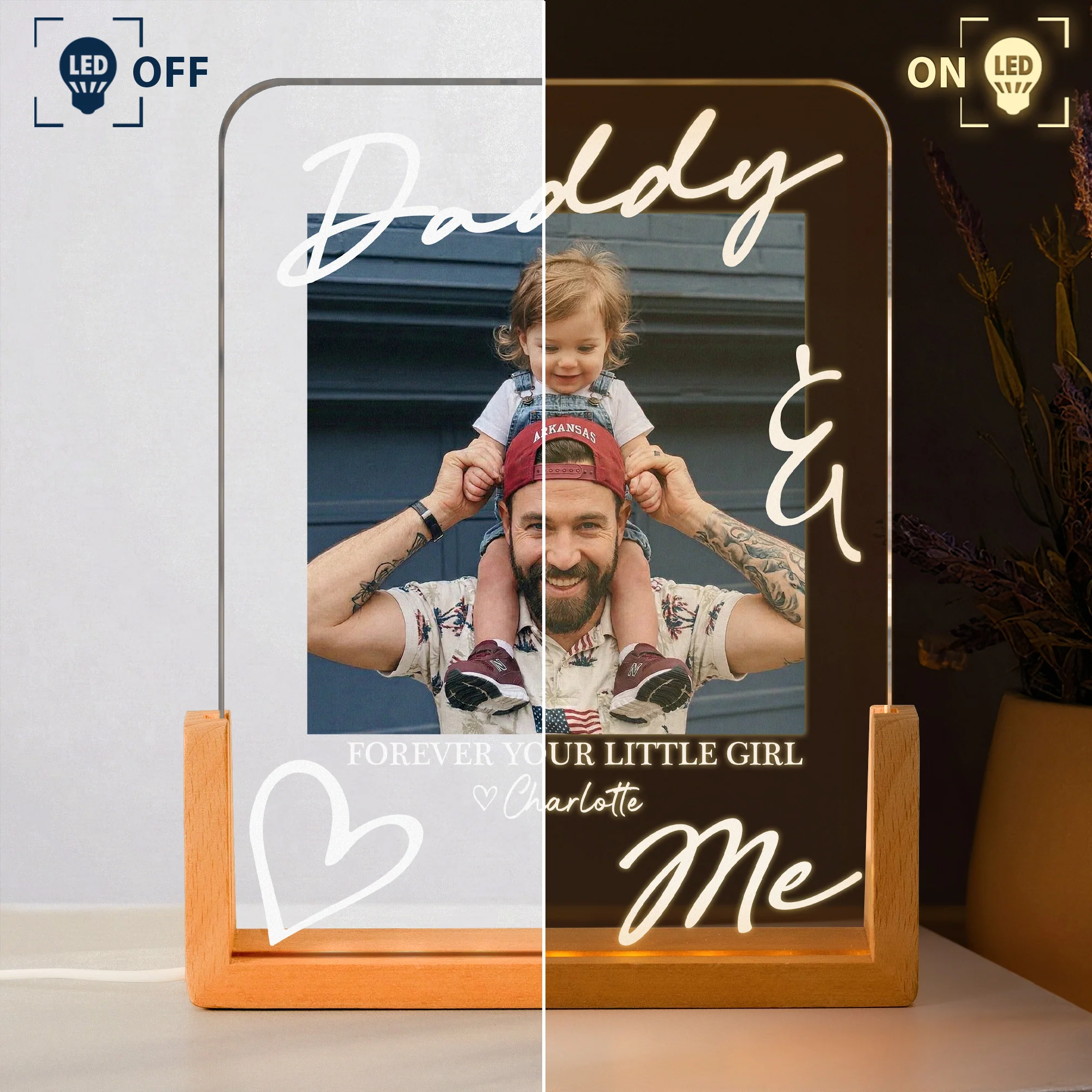 Forever Your Little Girl Father's Day Gift For Dad, Husband - Personalized Night Light - Image 4