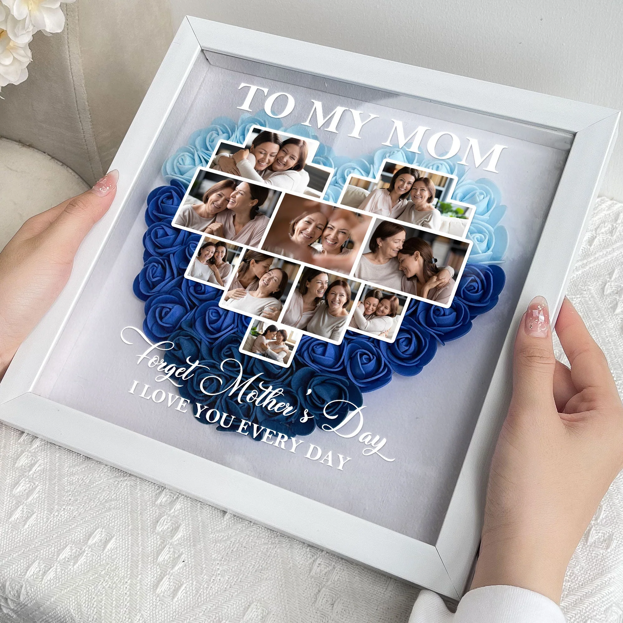 Forget Mother's Day I Love You Every Day - Personalized Flower Shadow Box - Image 7