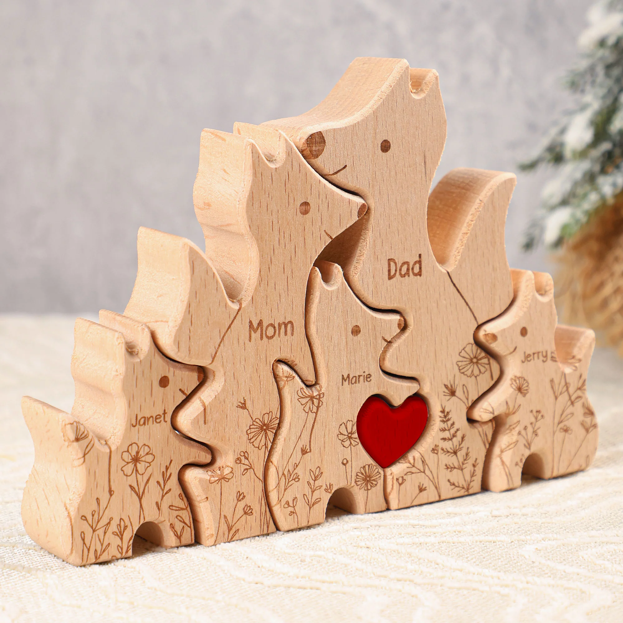 Fox Family - Personalized Wooden Fox Family Puzzle - Image 2