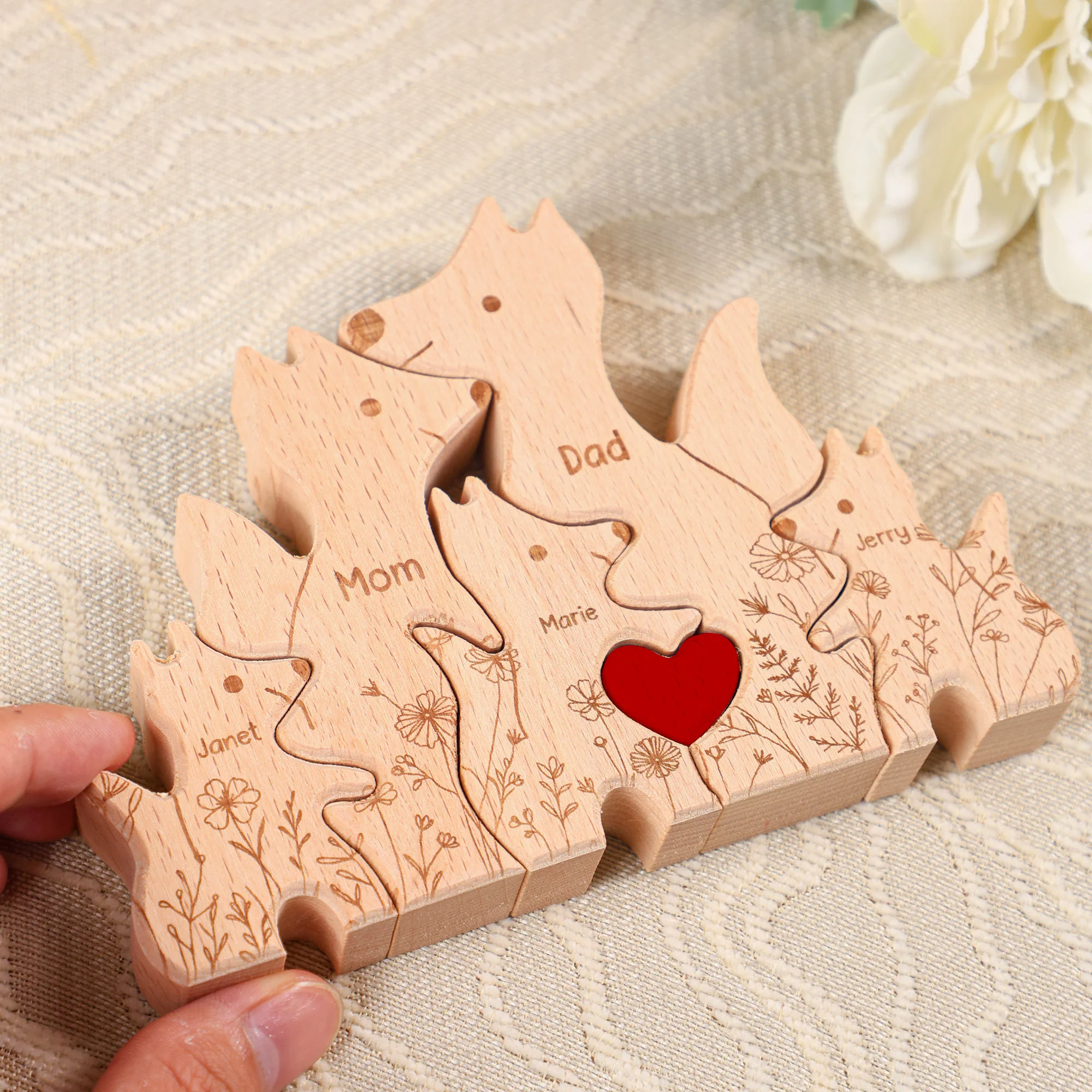 Fox Family - Personalized Wooden Fox Family Puzzle - Image 3