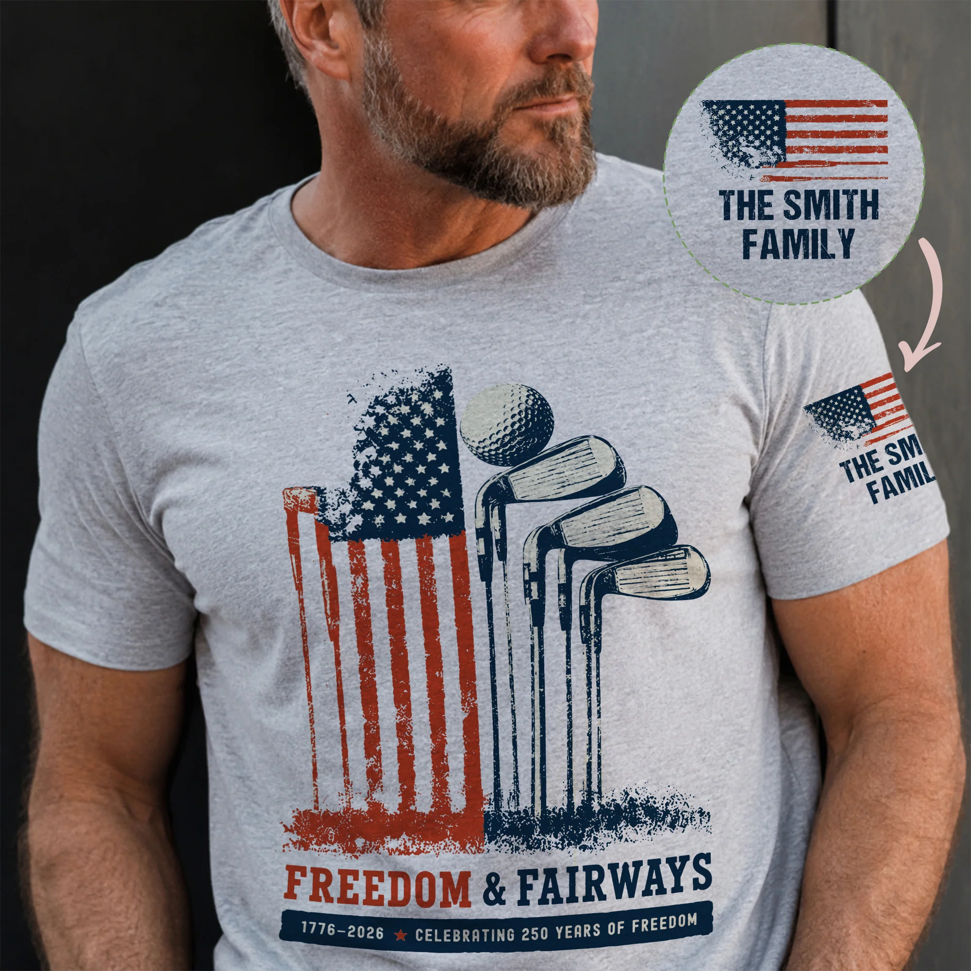Freedom & Fairways Golf Lovers Gifts For Him, Celebrating 250 Years Of Freedom - Personalized Shirt