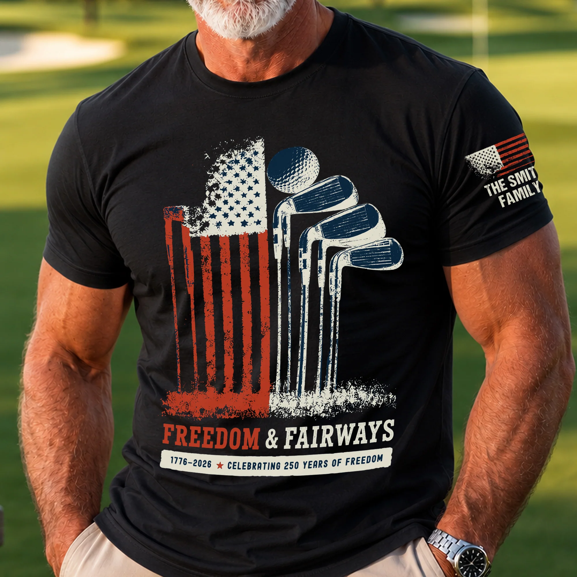 Freedom & Fairways Golf Lovers Gifts For Him, Celebrating 250 Years Of Freedom - Personalized Shirt - Image 3