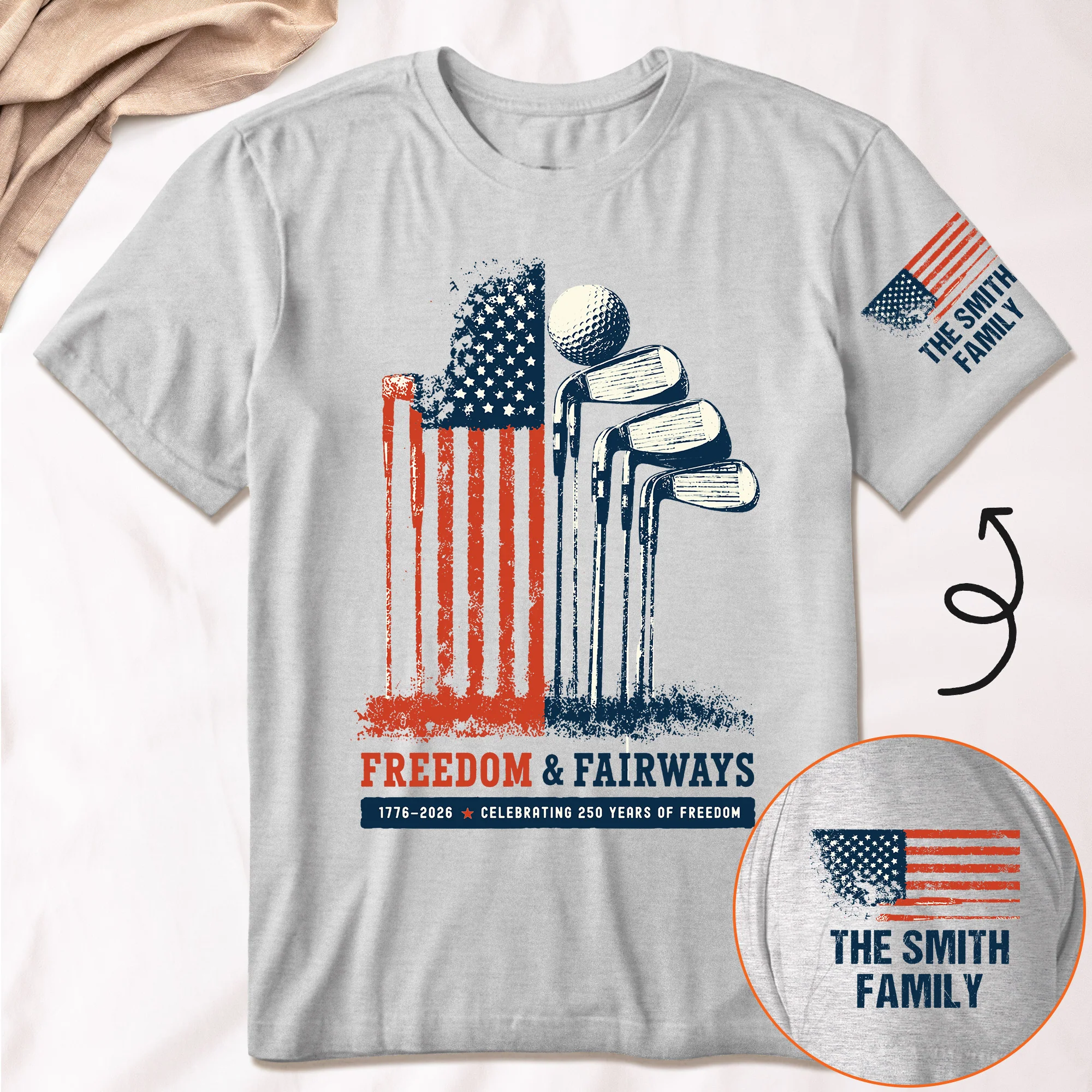 Freedom & Fairways Golf Lovers Gifts For Him, Celebrating 250 Years Of Freedom - Personalized Shirt - Image 4