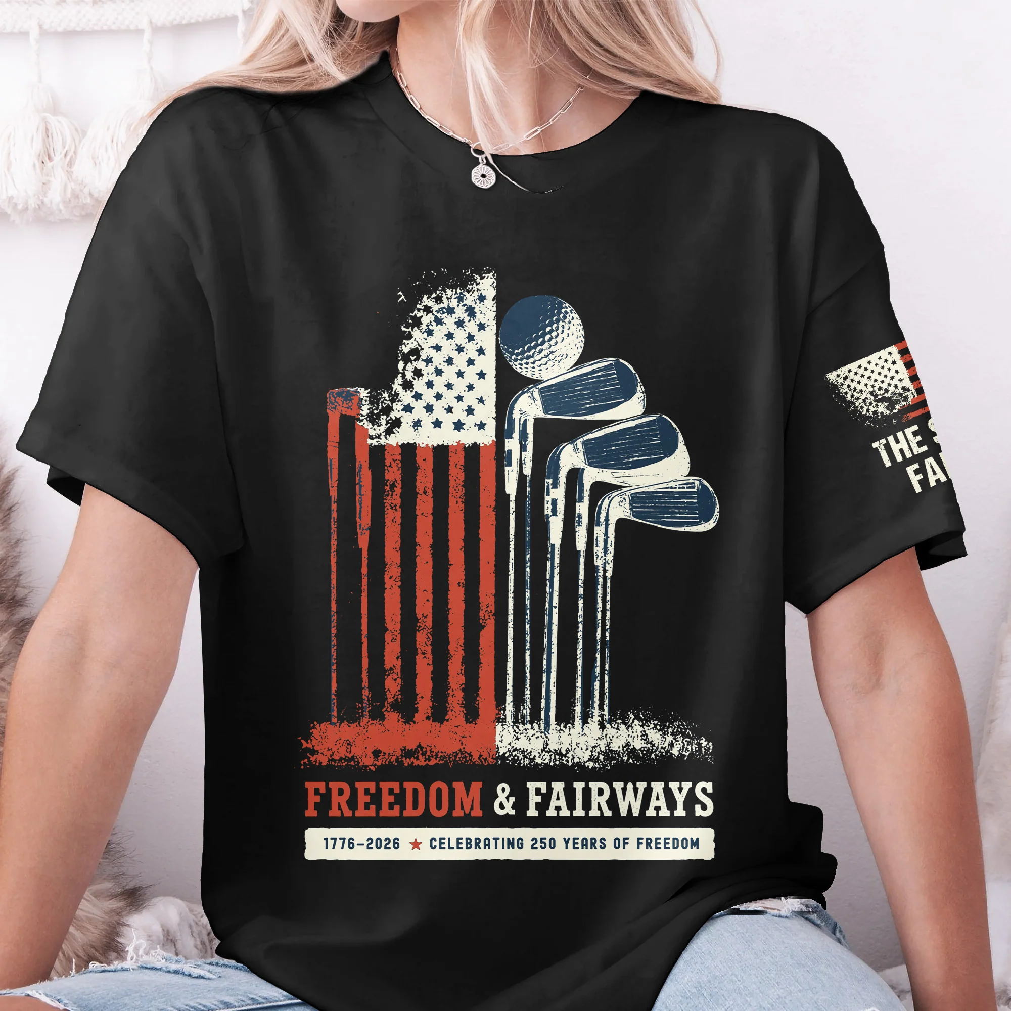 Freedom & Fairways Golf Lovers Gifts For Him, Celebrating 250 Years Of Freedom - Personalized Shirt - Image 7