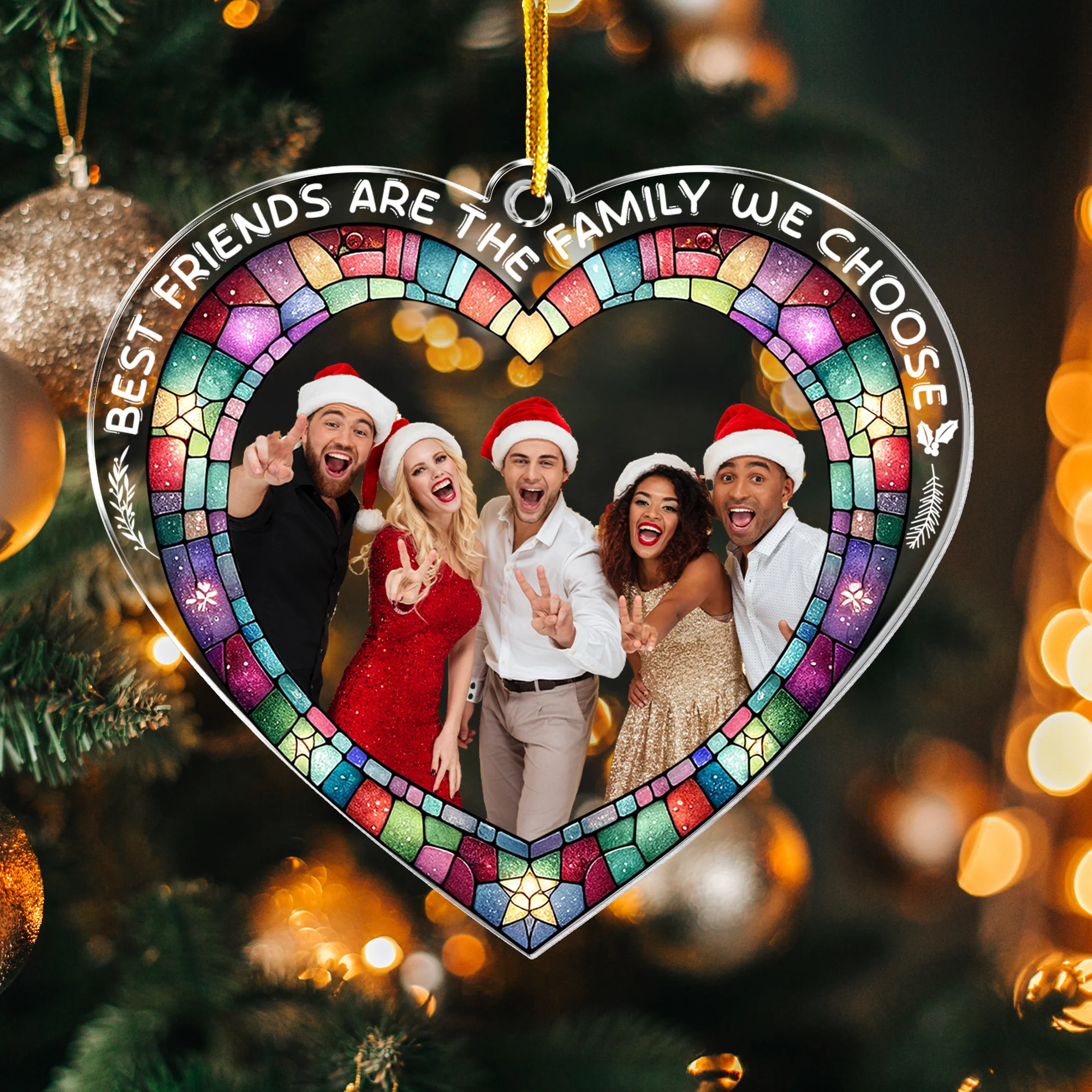 Friends Are Family - Personalized Acrylic Photo Ornament - Image 4
