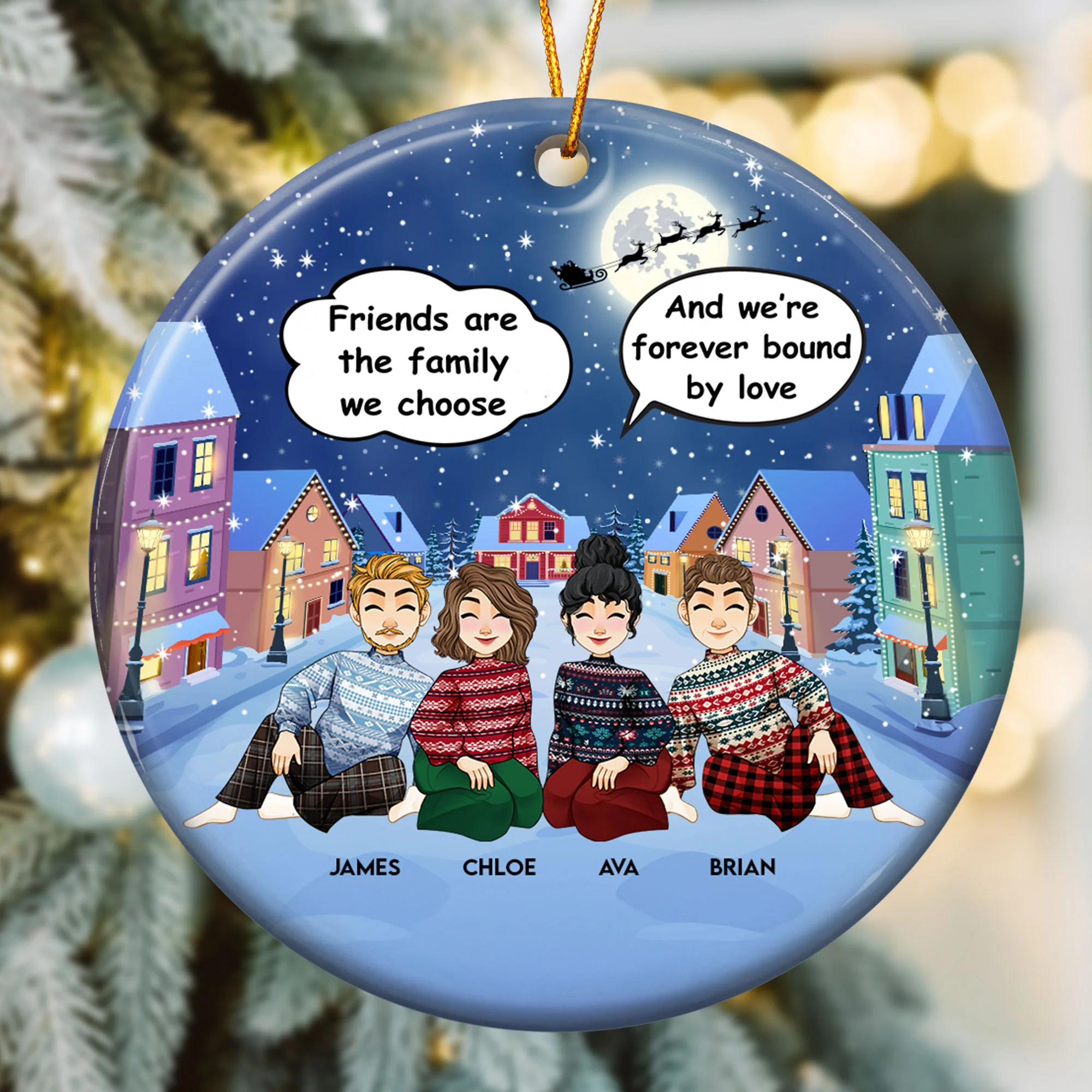 Friends Are Forever Bound By Love - Personalized Ceramic Ornament - Image 4