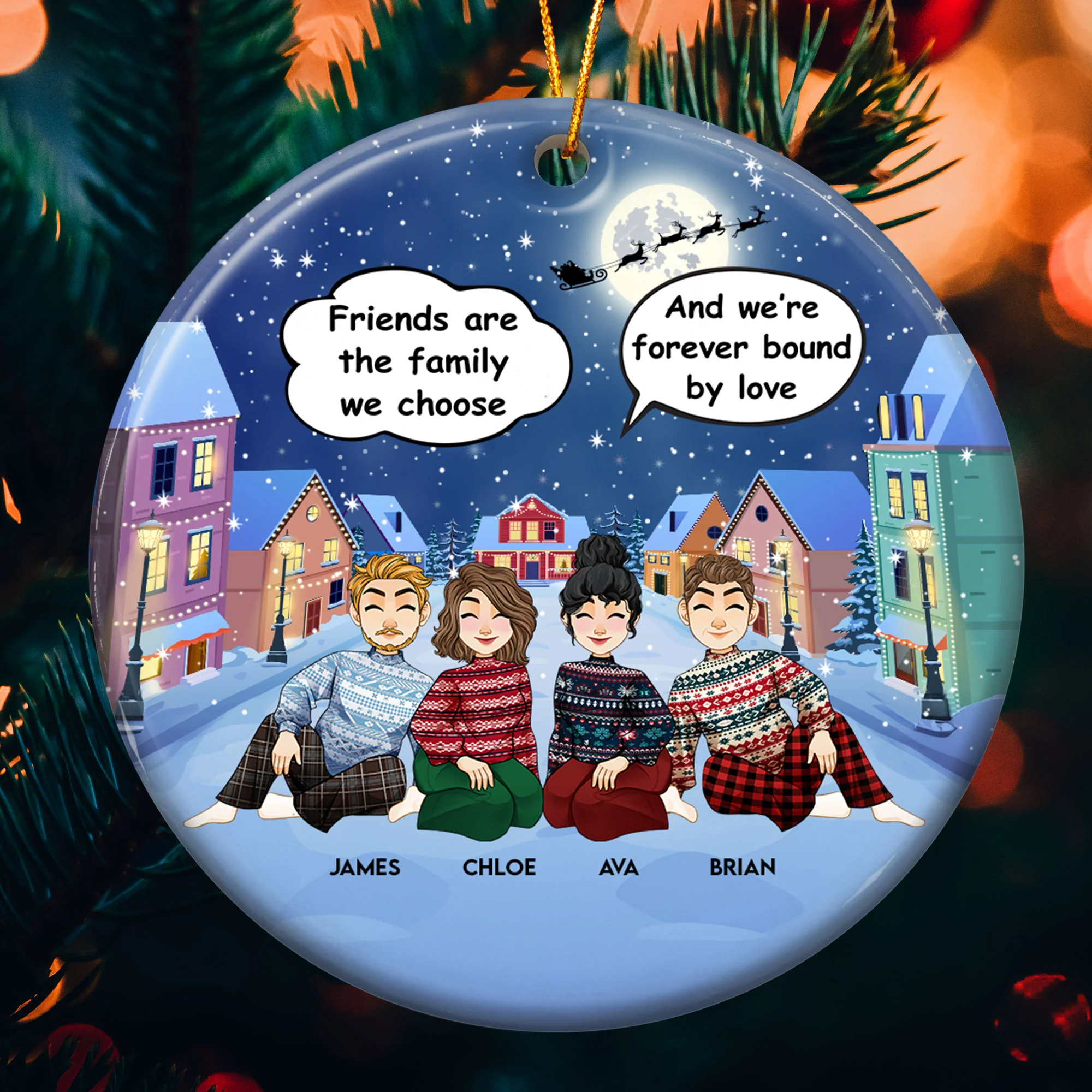 Friends Are Forever Bound By Love - Personalized Ceramic Ornament - Image 5