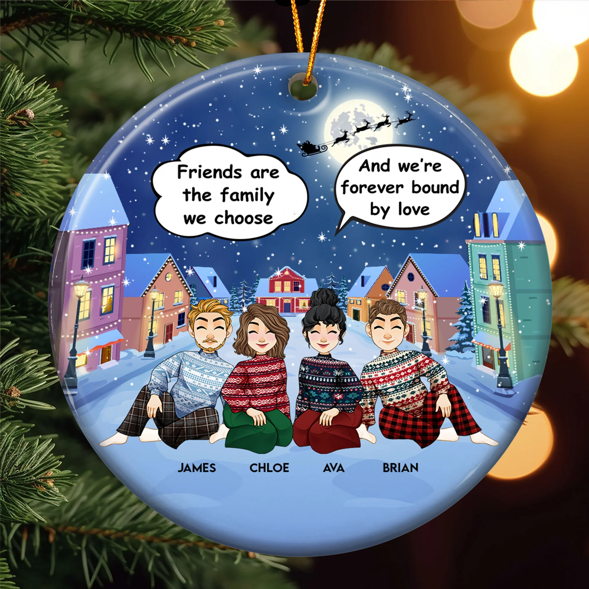 Friends Are Forever Bound By Love - Personalized Ceramic Ornament - Image 6