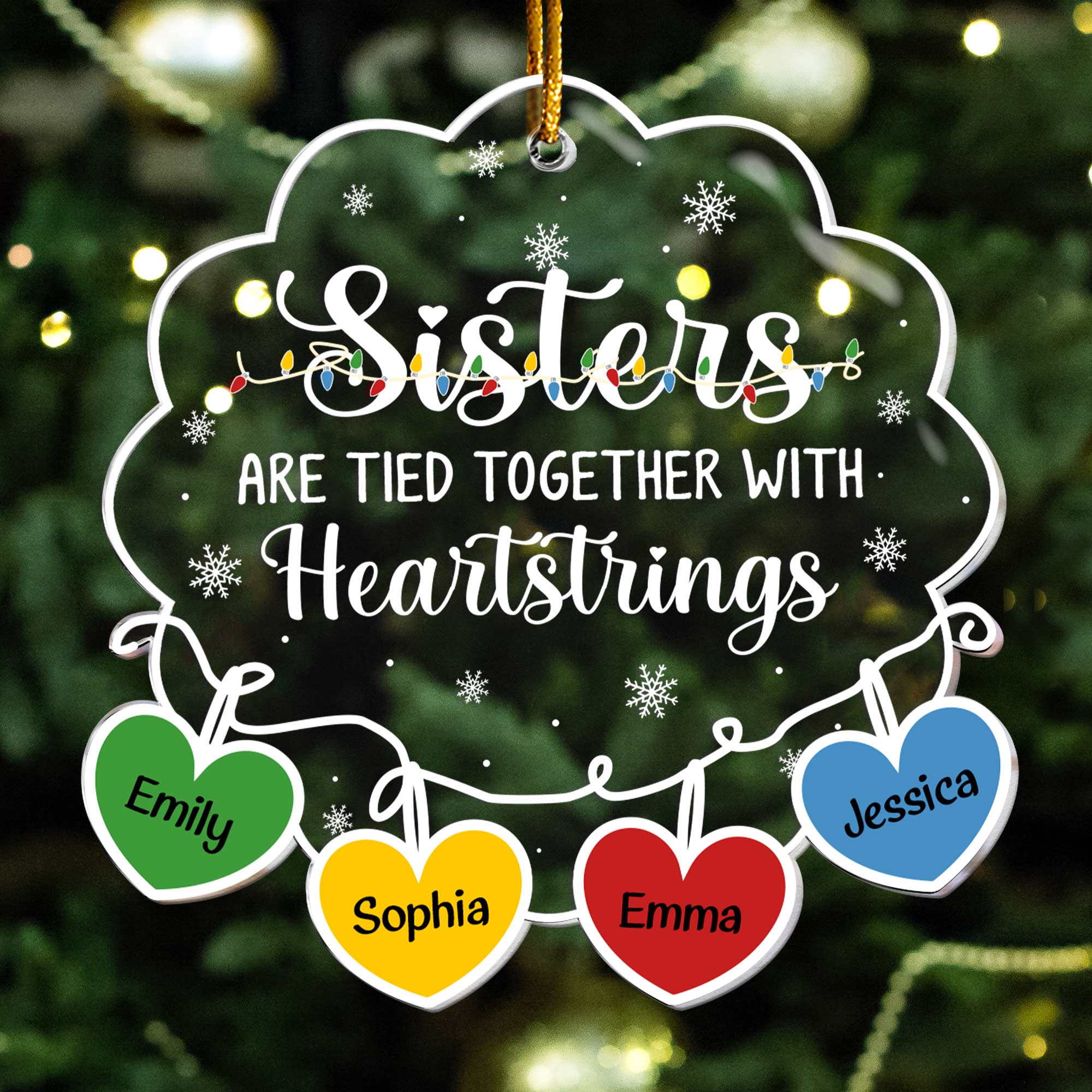 Friends Are Tied Together With Heartstrings 2024 - Personalized Acrylic Ornament - Image 2