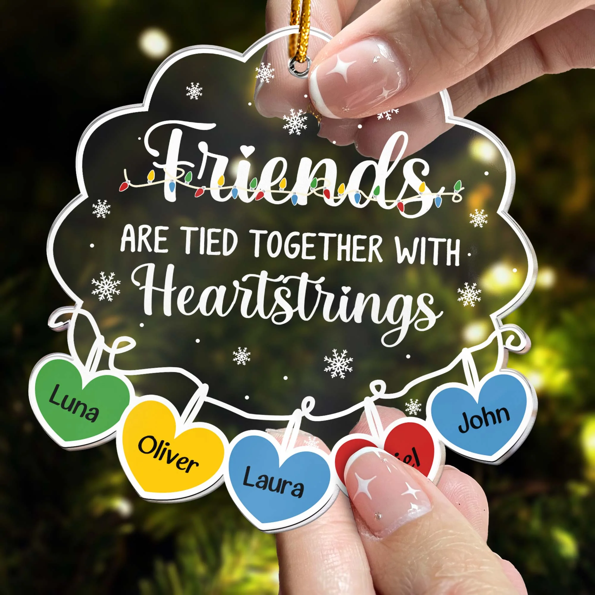 Friends Are Tied Together With Heartstrings 2024 - Personalized Acrylic Ornament - Image 3