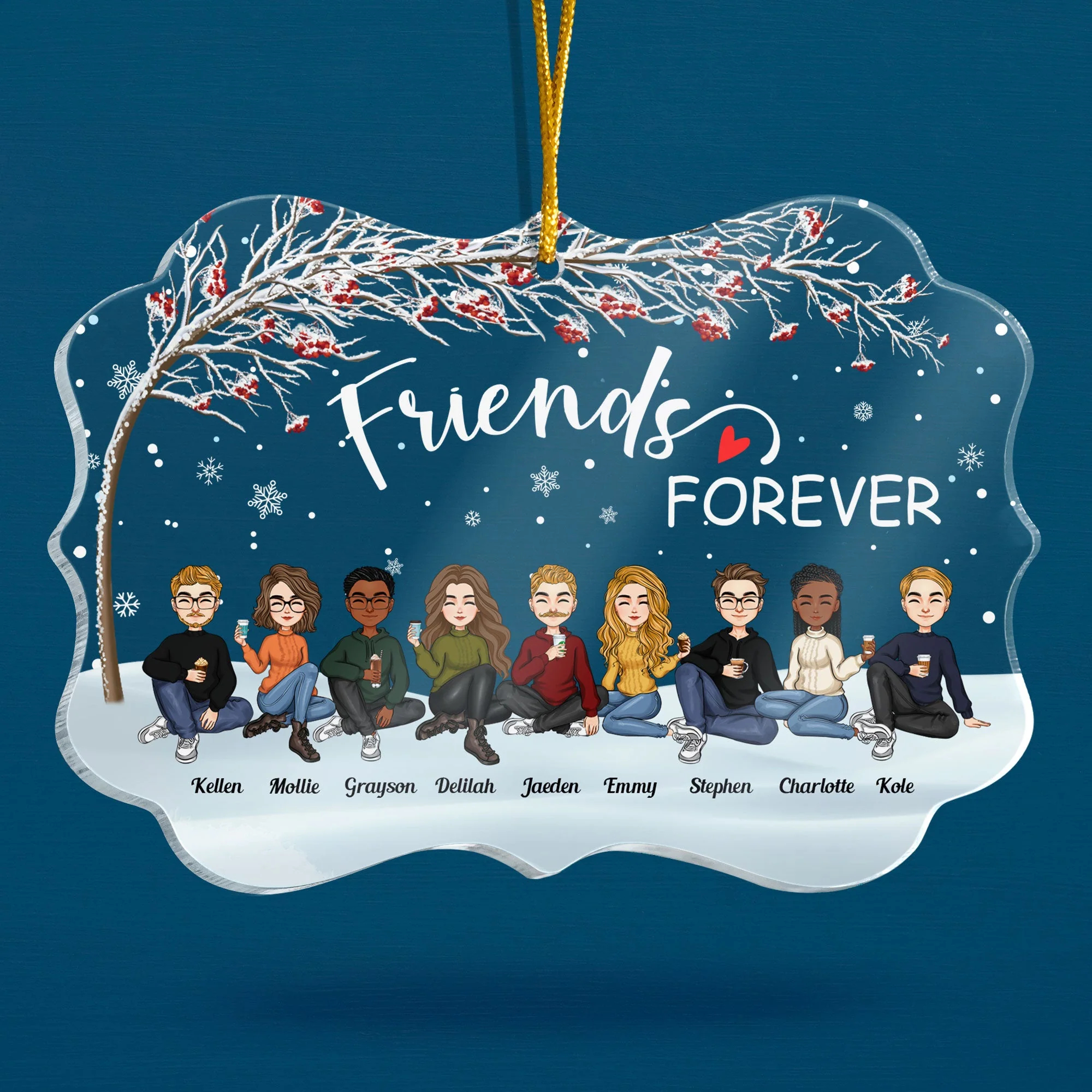 Friends Forever - Winter Tree - Personalized Acrylic Ornament - Image 2