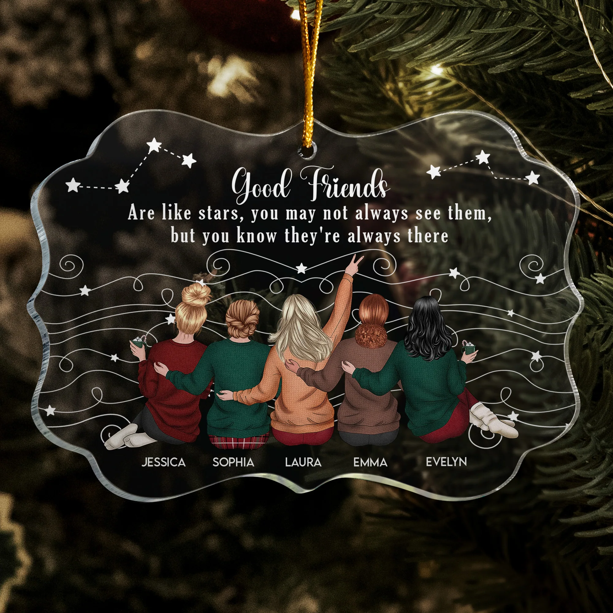 Friends Like Star - Thank You Gifts For Friends, Sisters - Personalized Acrylic Ornament - Gift For Friend