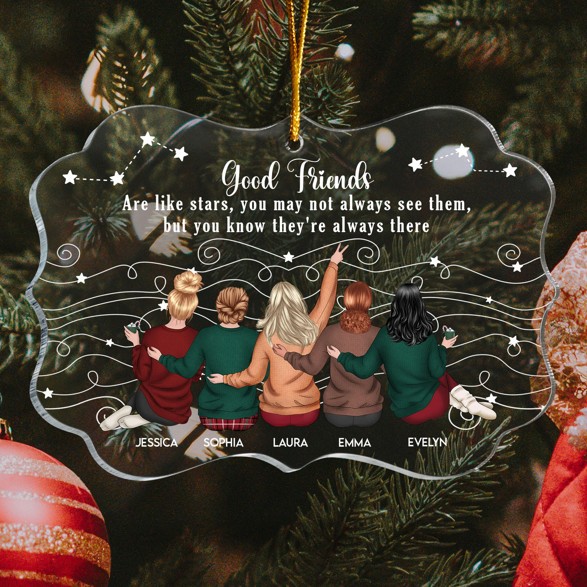 Friends Like Star - Thank You Gifts For Friends, Sisters - Personalized Acrylic Ornament - Gift For Friend - Image 2