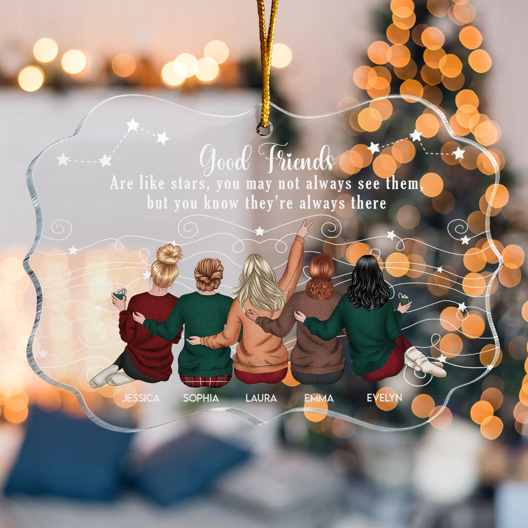 Friends Like Star - Thank You Gifts For Friends, Sisters - Personalized Acrylic Ornament - Gift For Friend - Image 3