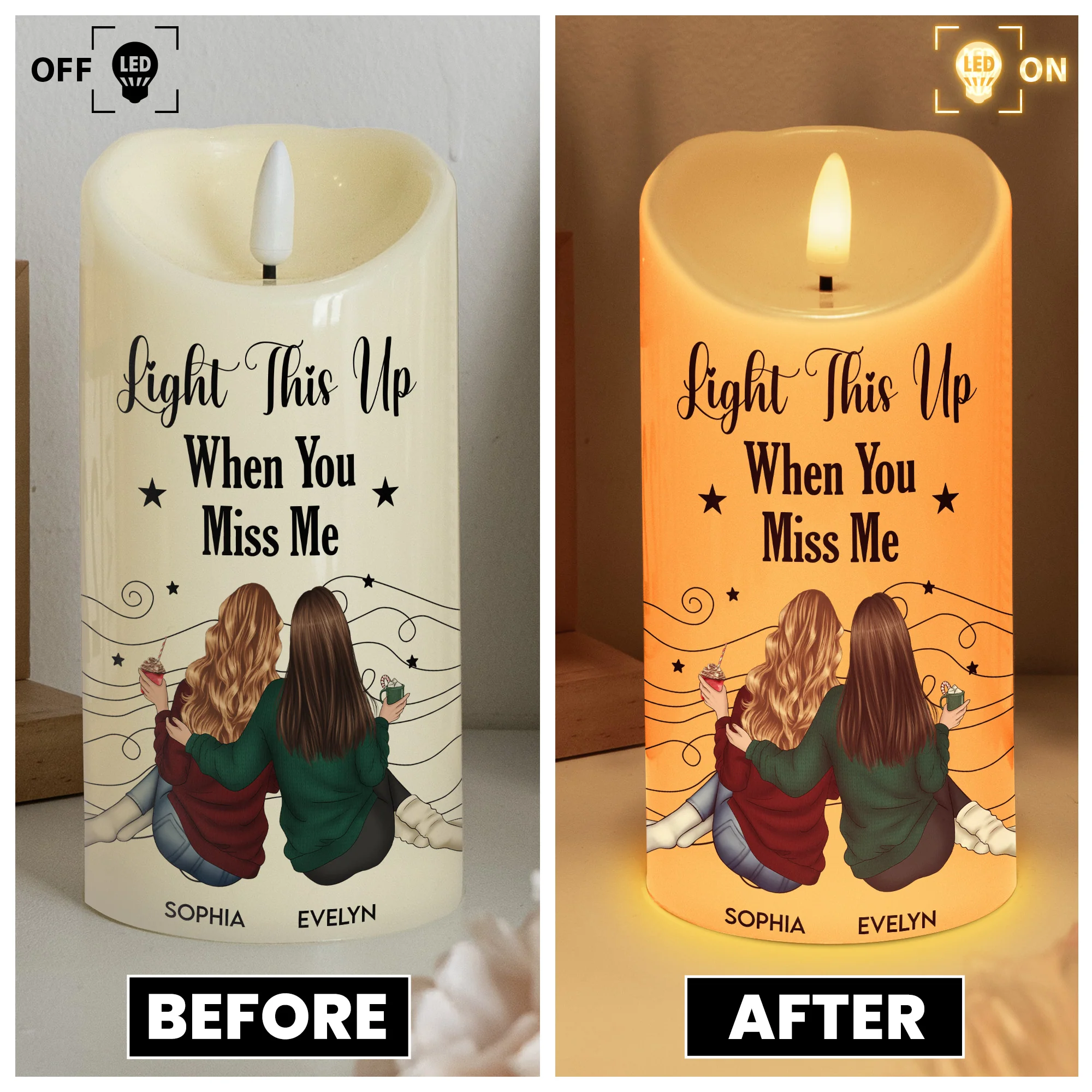 Friends Like Star - Thank You Gifts For Friends, Sisters - Personalized LED Candle - Image 4