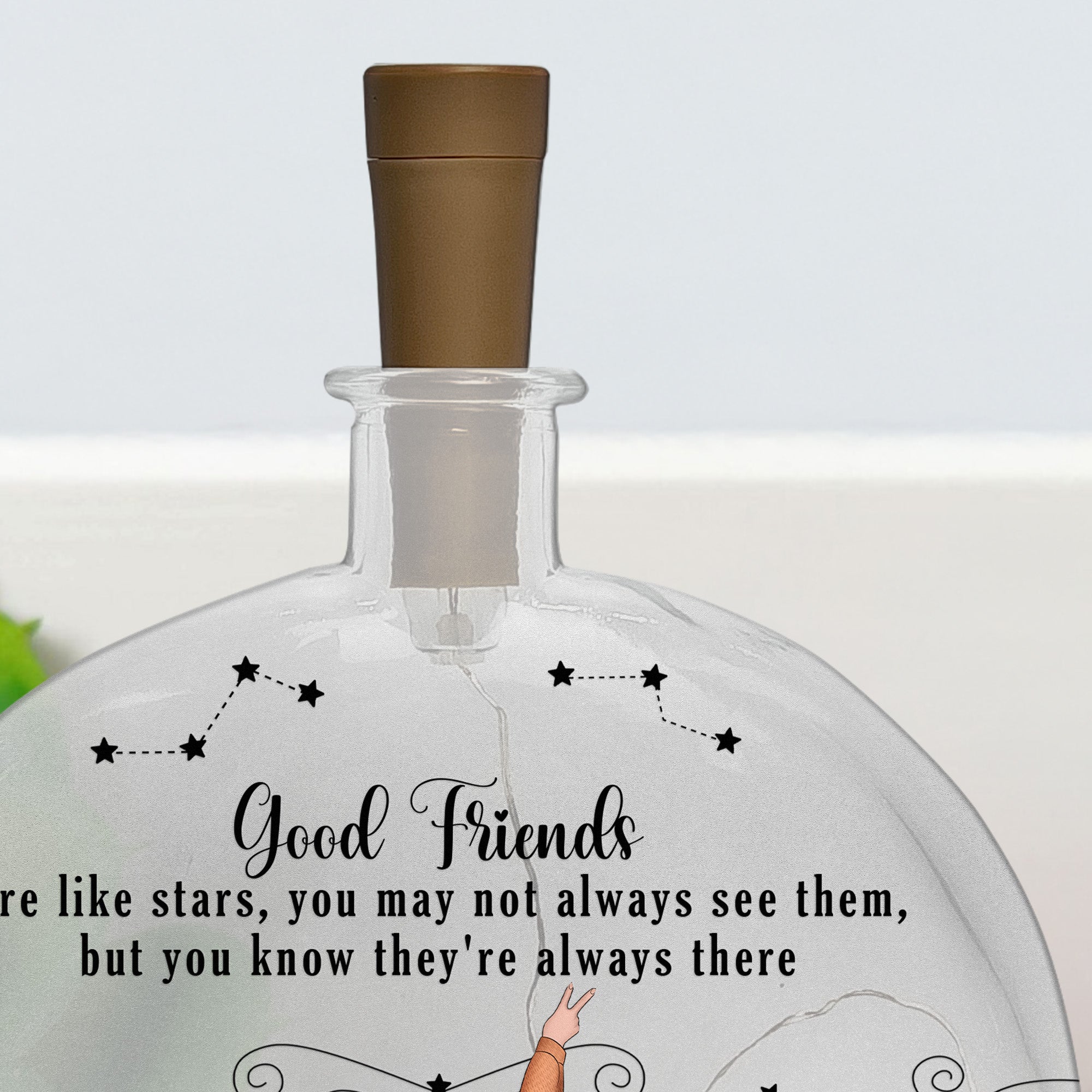 Friends Like Star - Thank You Gifts For Friends, Sisters - Personalized Round Flat Bottle Light - Image 3