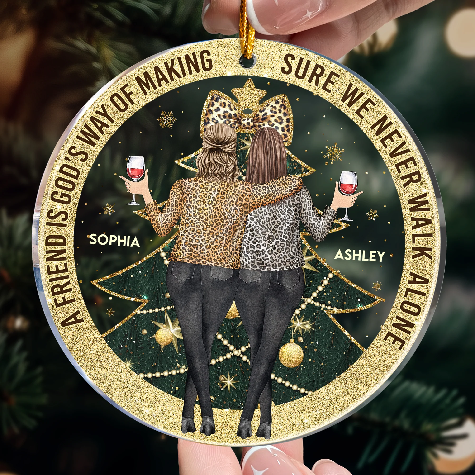 Friends Sisters Together - Personalized Acrylic Ornament - Gift For Friend - Image 2