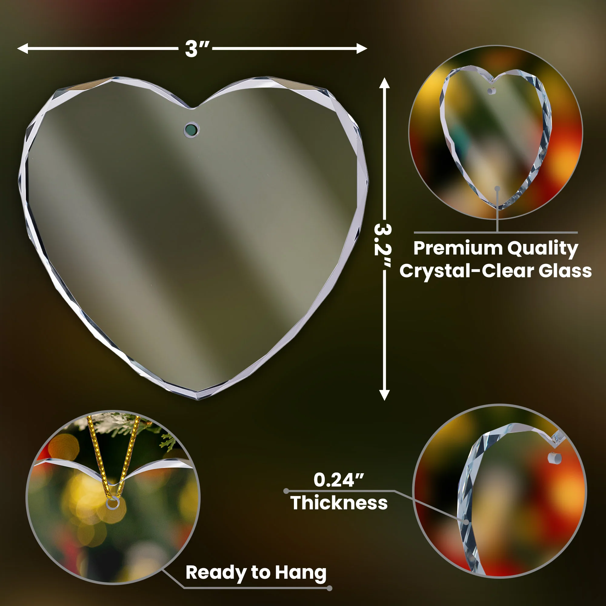 Friends Sisters Tied Together With Heartstrings - Personalized Heart Glass Ornament - Image 3